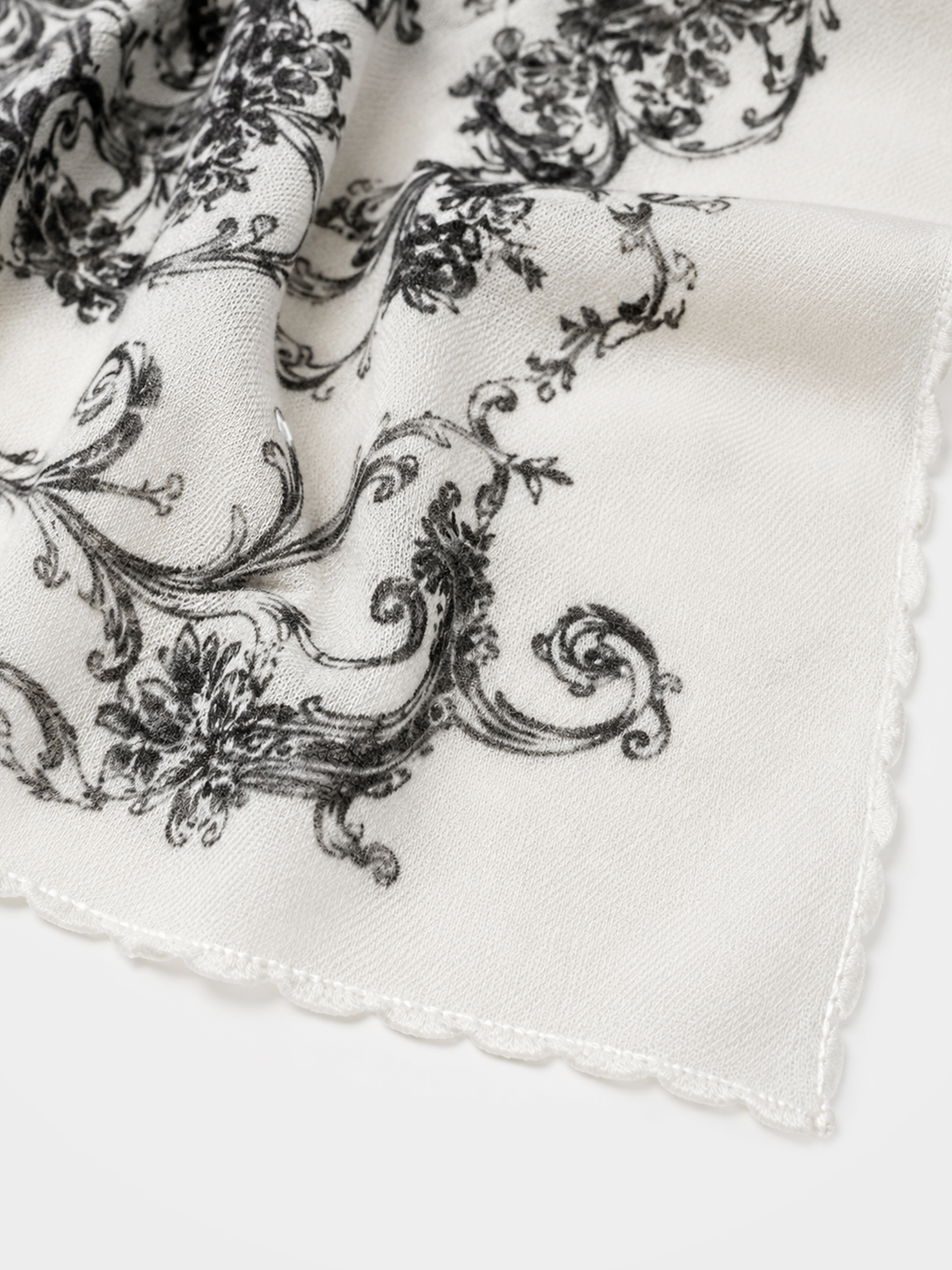 100% Cashmere Floral Long Scarf Lightweight Luxury Wrap