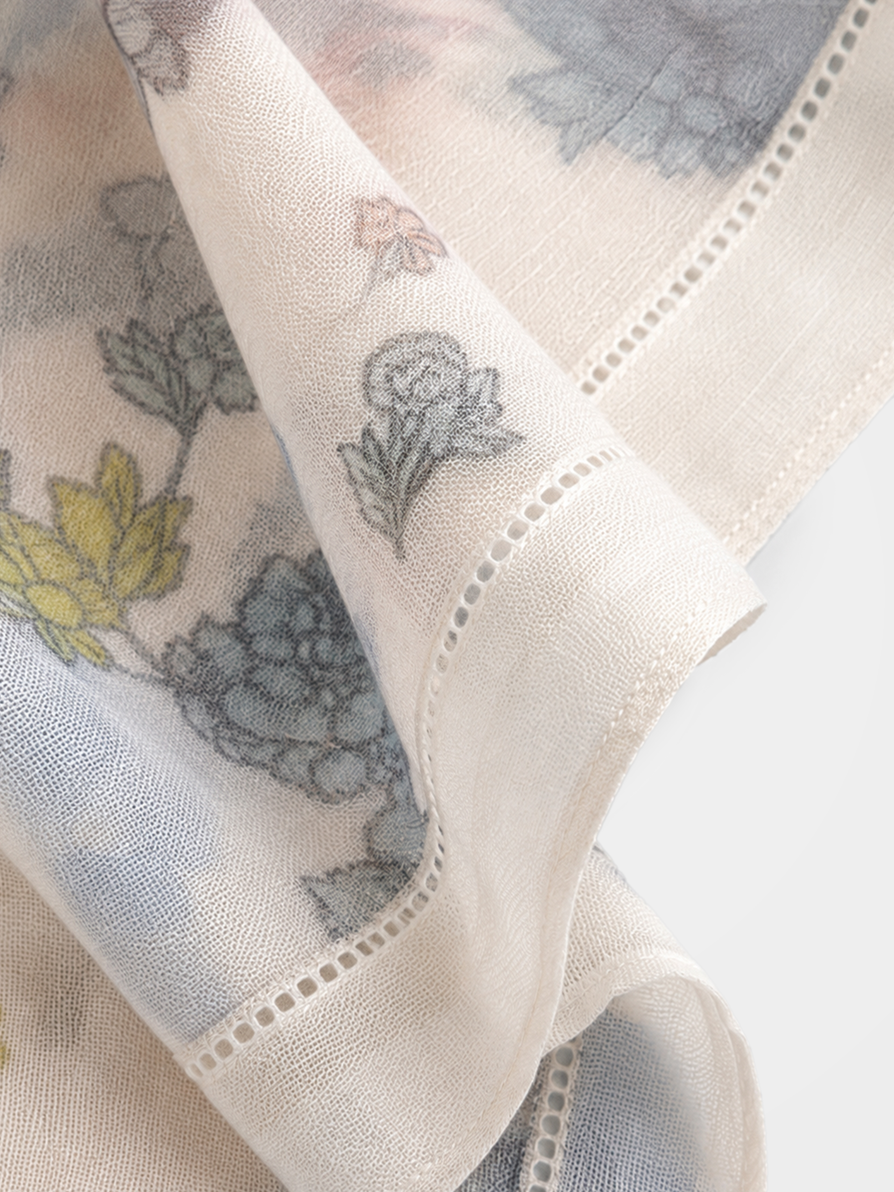 100% Cashmere Floral Horse Square Scarf Lightweight Luxury Wrap