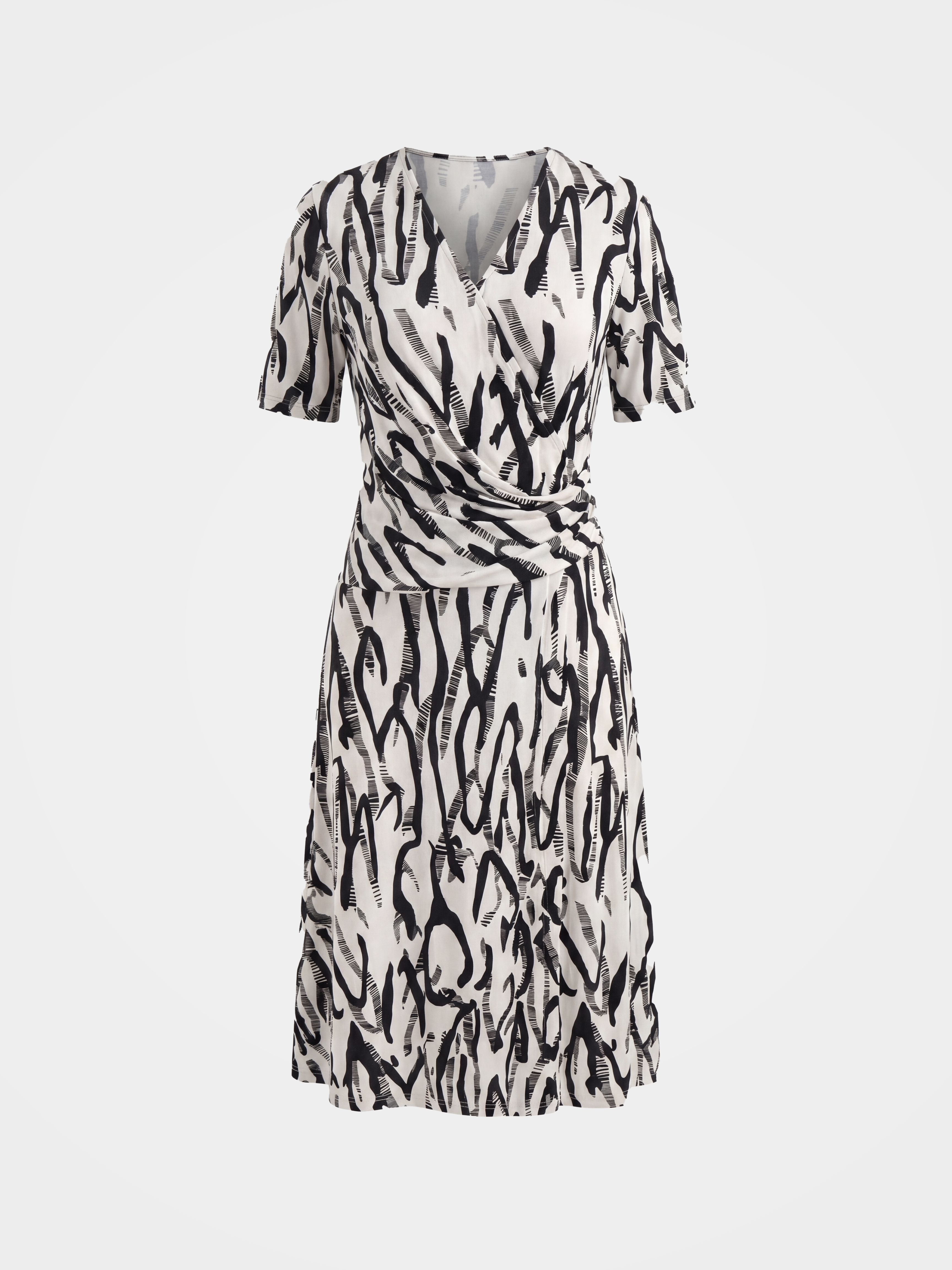 Luxury Mulberry Silk Printed Wrap Midi Dress