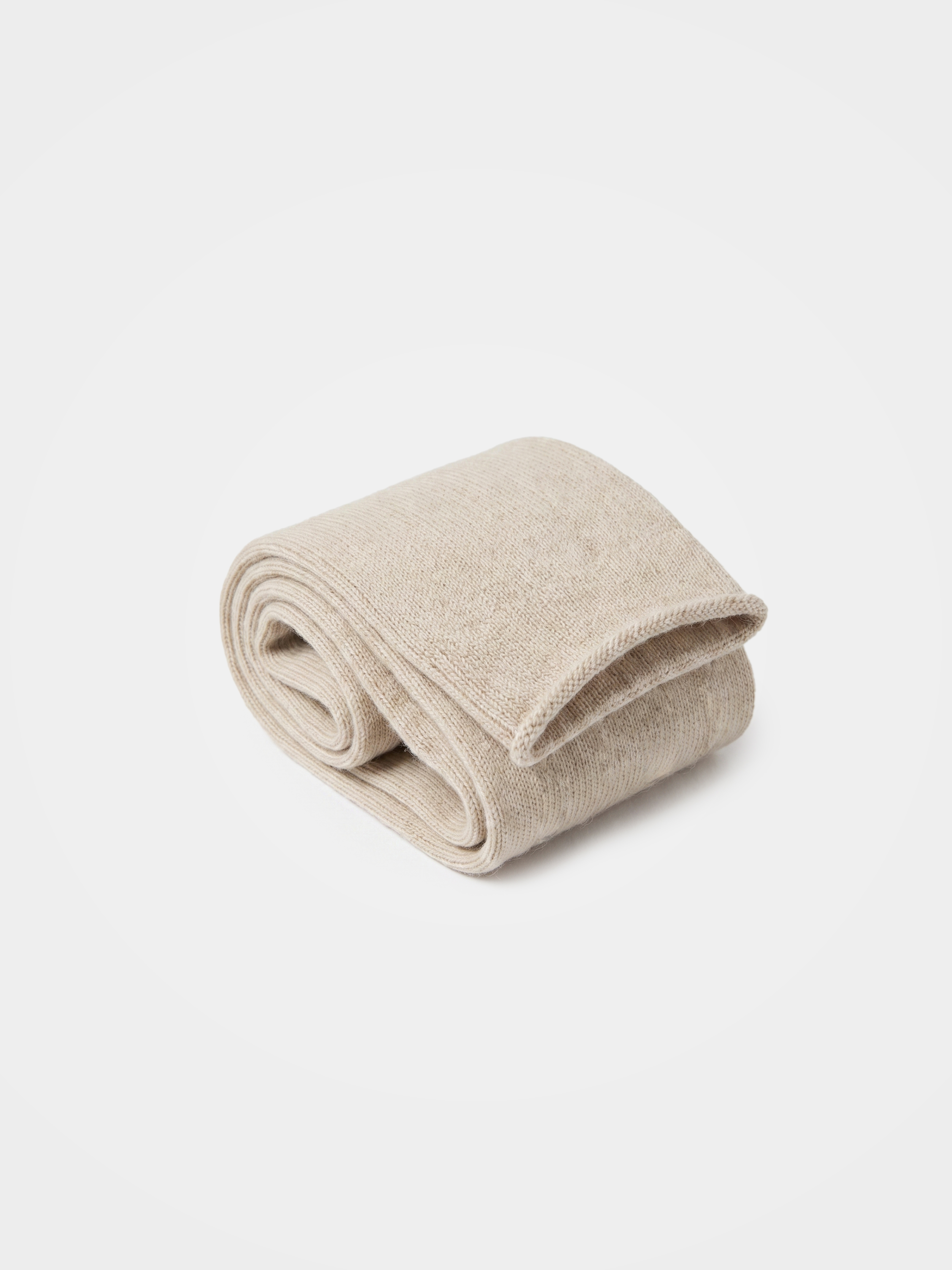 100% Cashmere Plain Knit Rolled Cuff Crew Socks