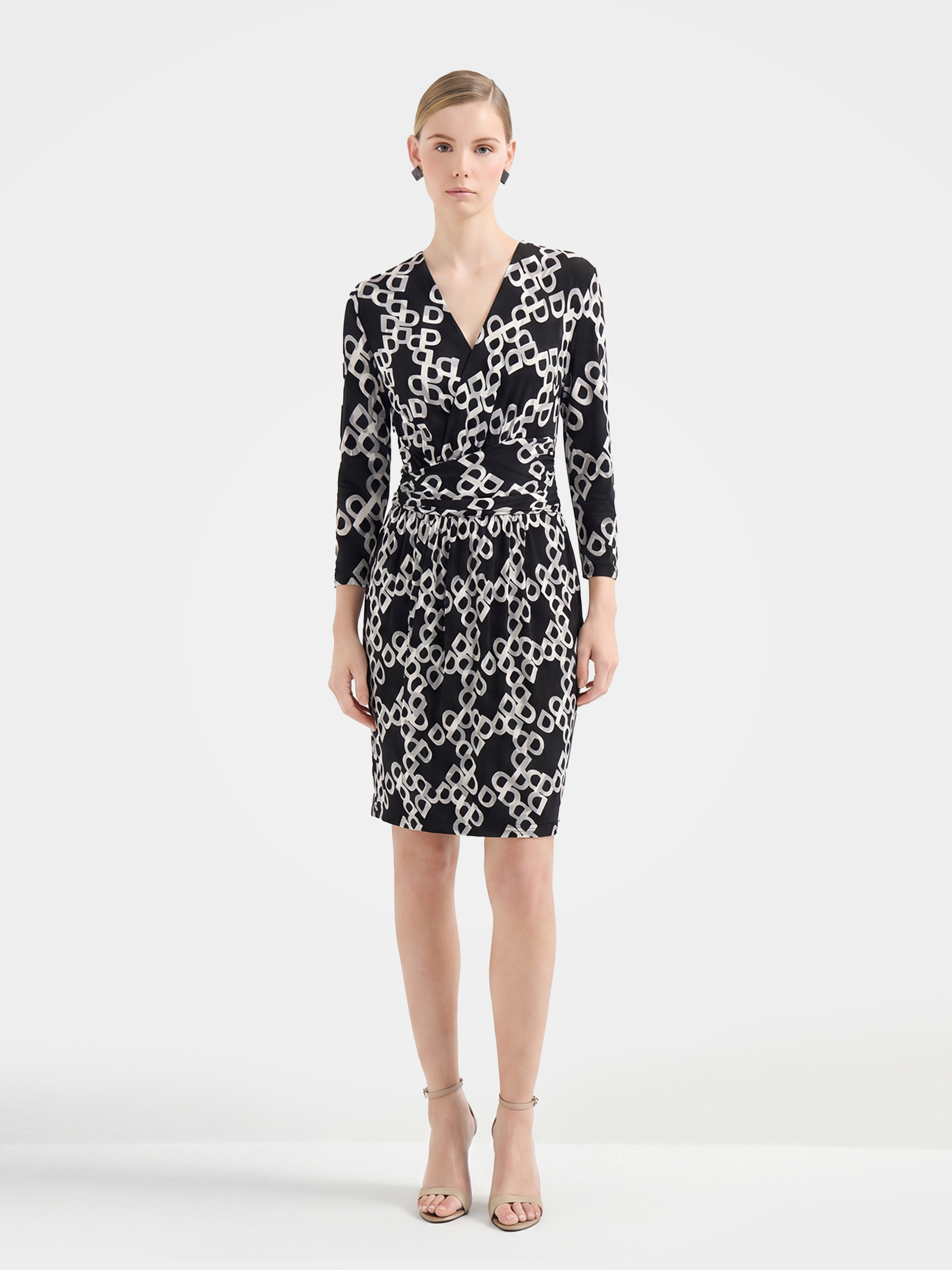 Luxury Mulberry Silk Geometric Breathable Midi Dress