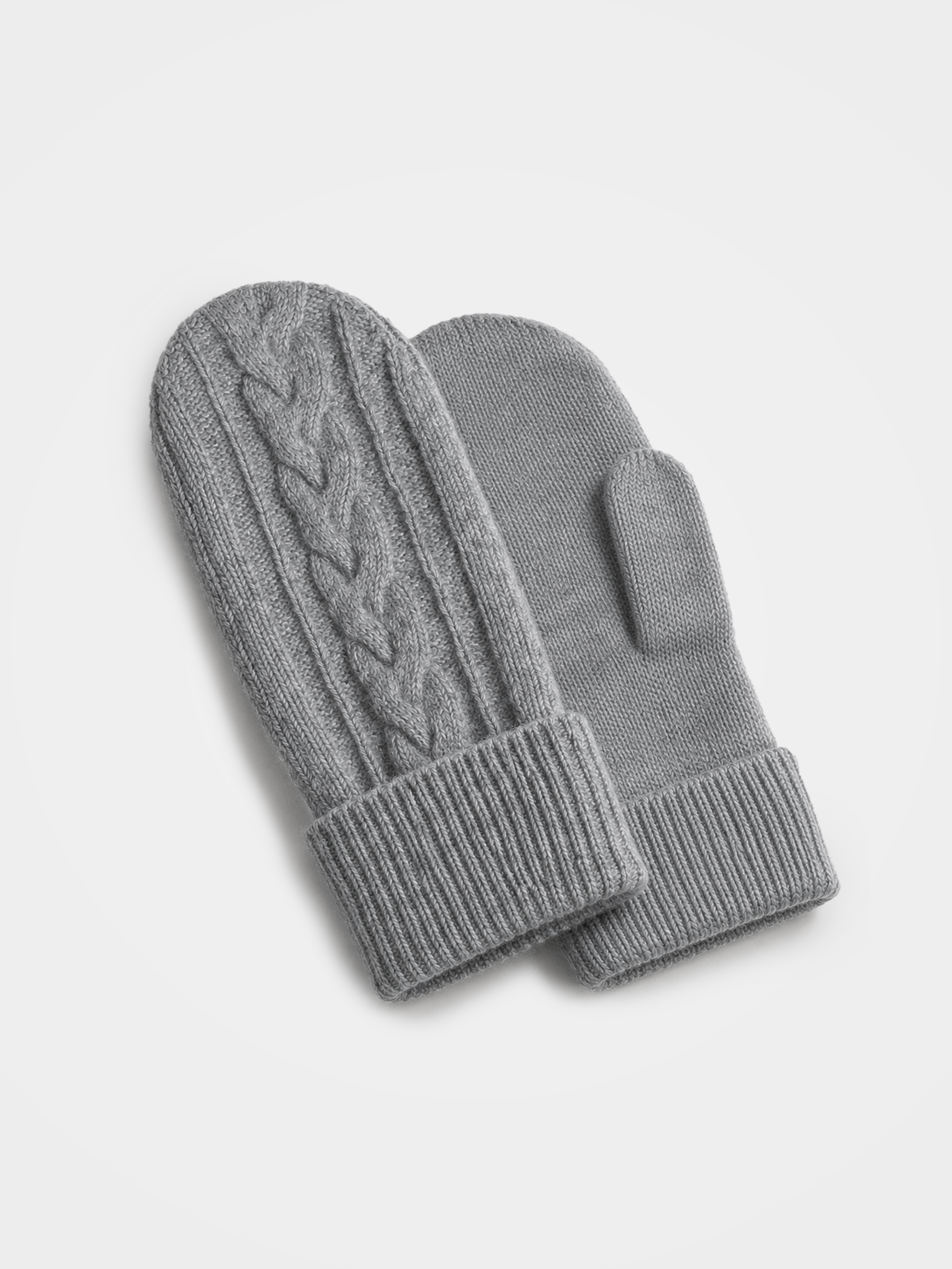 100% Cashmere Cable Knit Mittens with Ribbed Cuffs