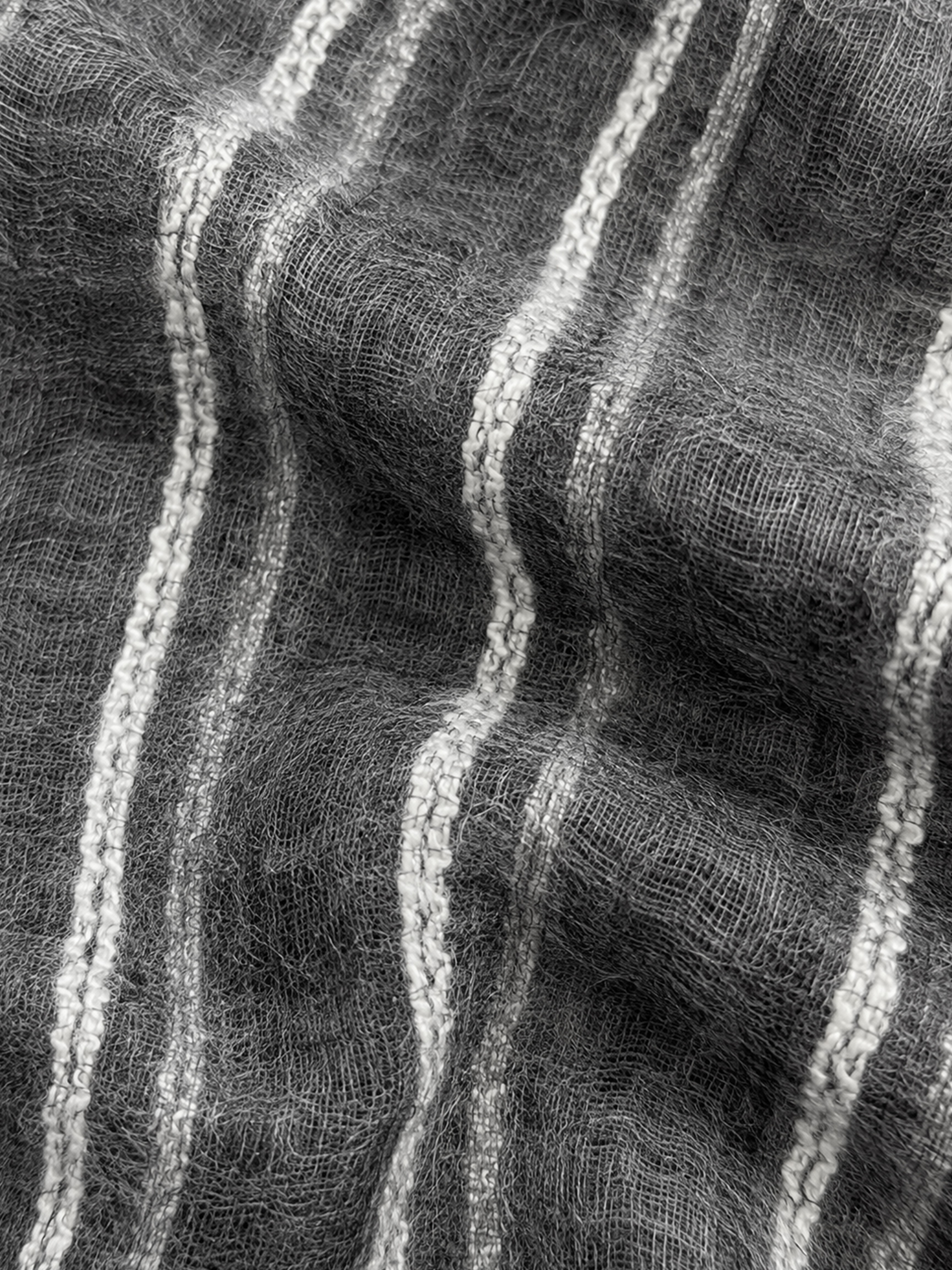 100% Cashmere Striped Fringe Lightweight Long Scarf