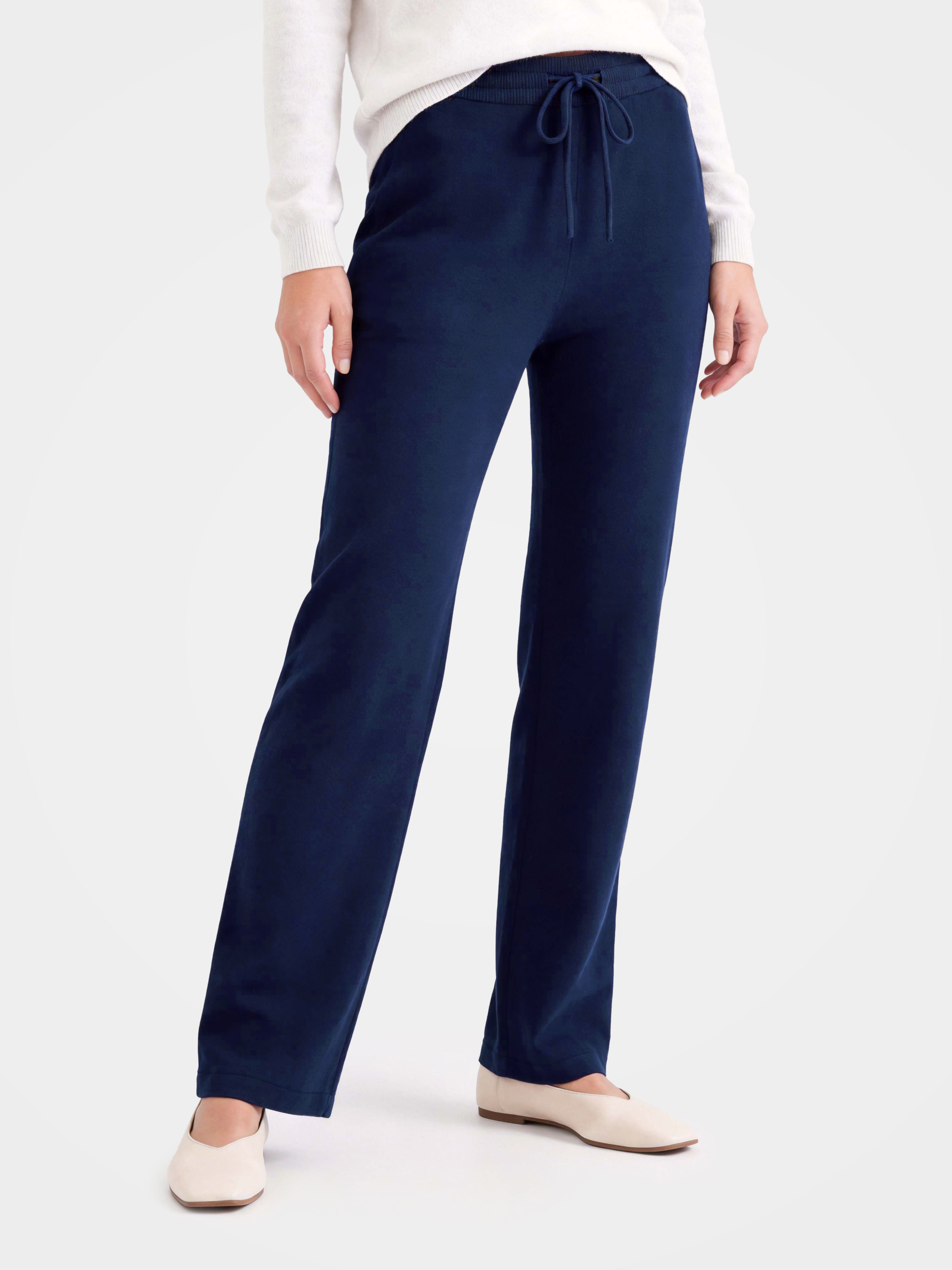 100% Cashmere Straight Leg Drawstring Pants with Pockets