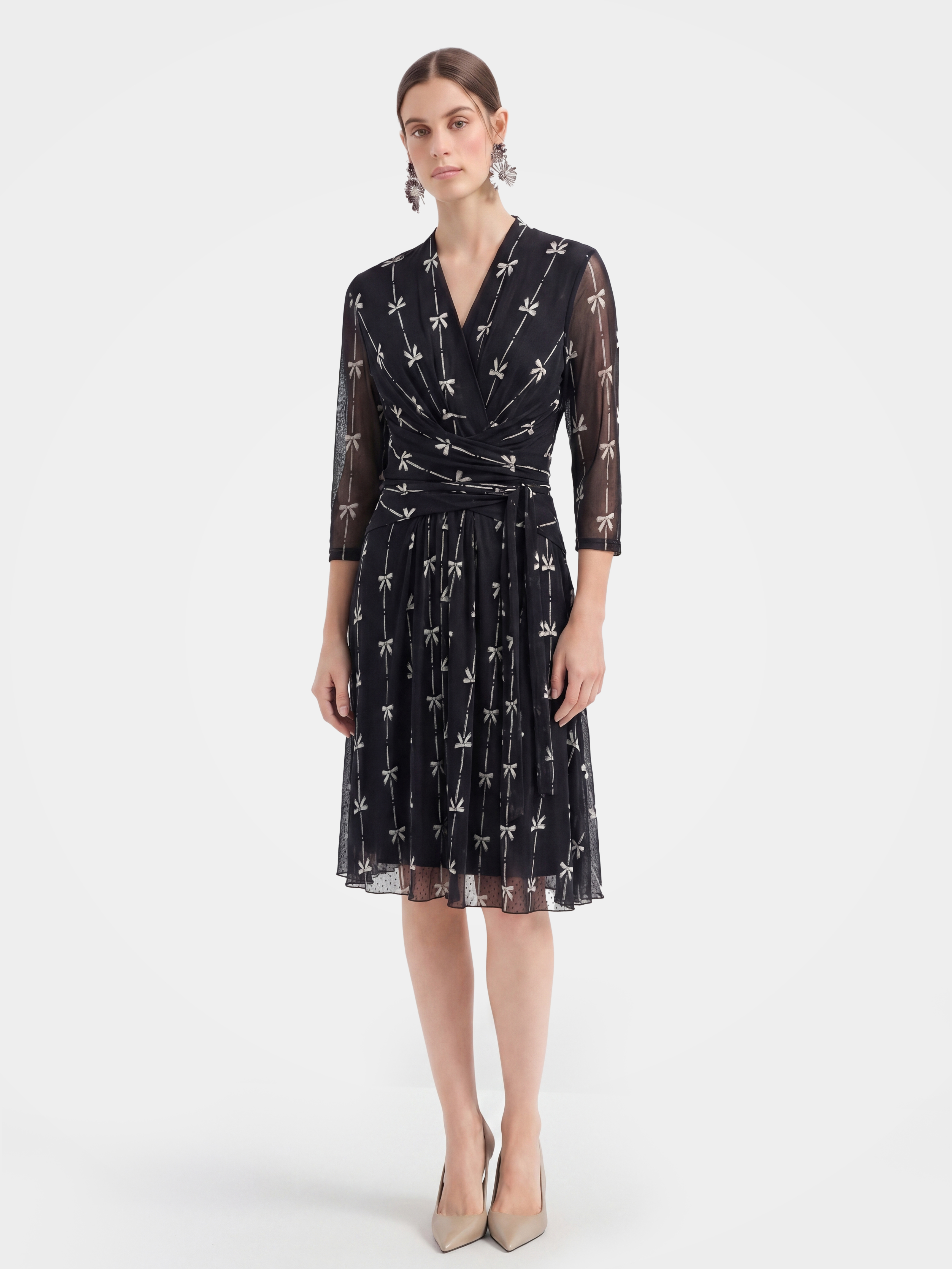 Breathable Mulberry Silk Printed V-Neck Dress