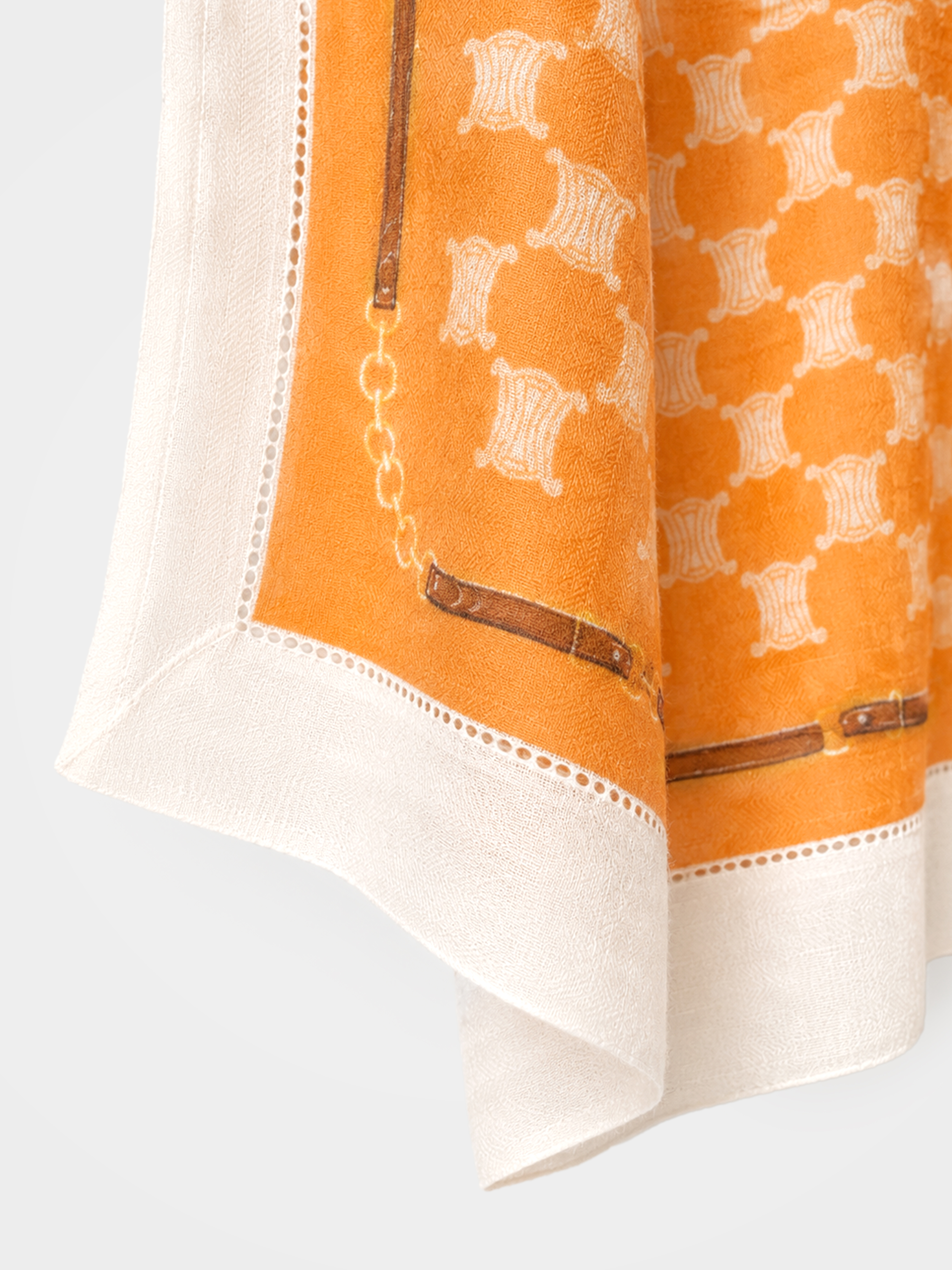 100% Cashmere Chain Geometry Square Scarf Textured Wrap