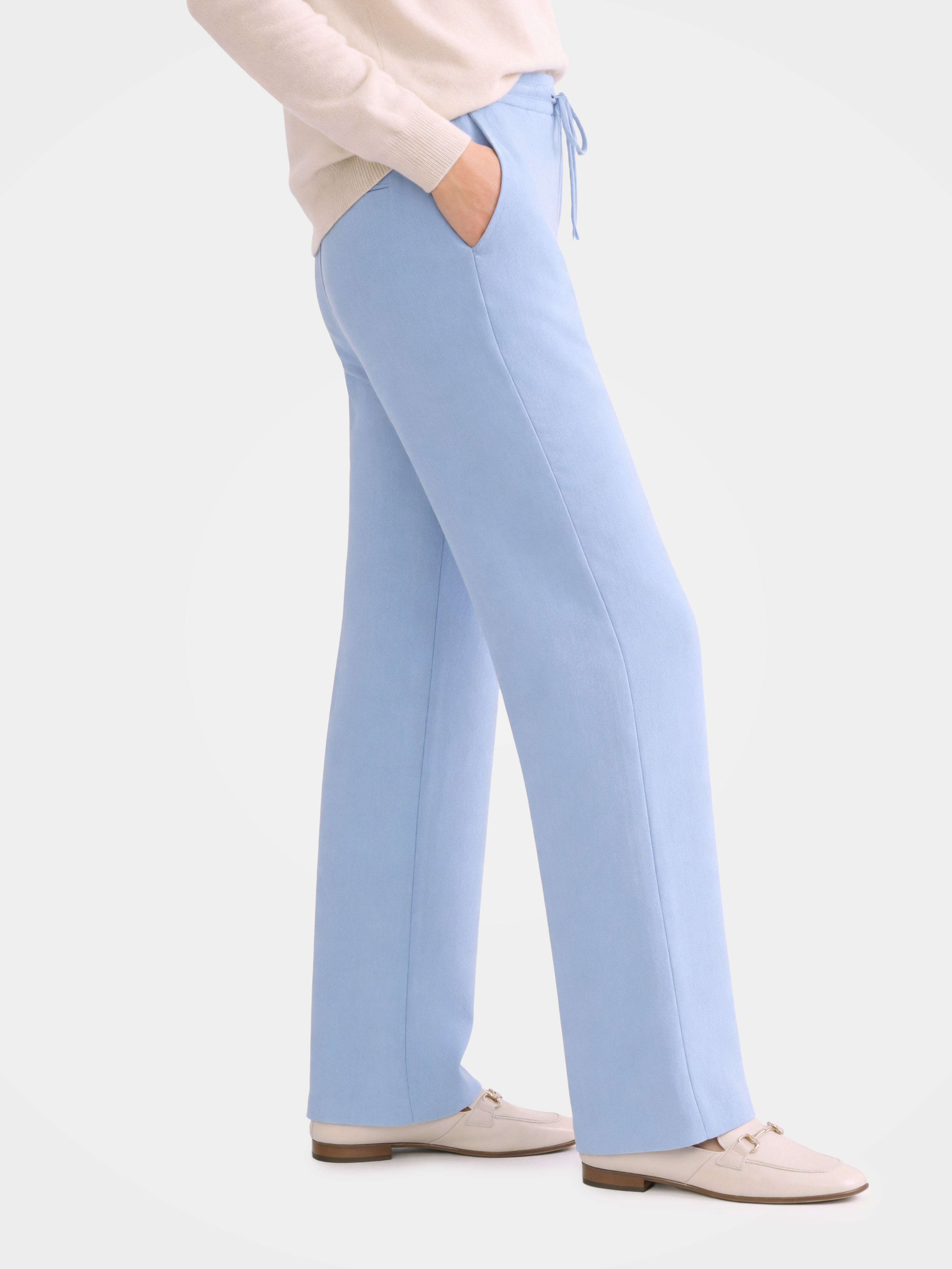100% Cashmere Straight Leg Drawstring Pants with Pockets
