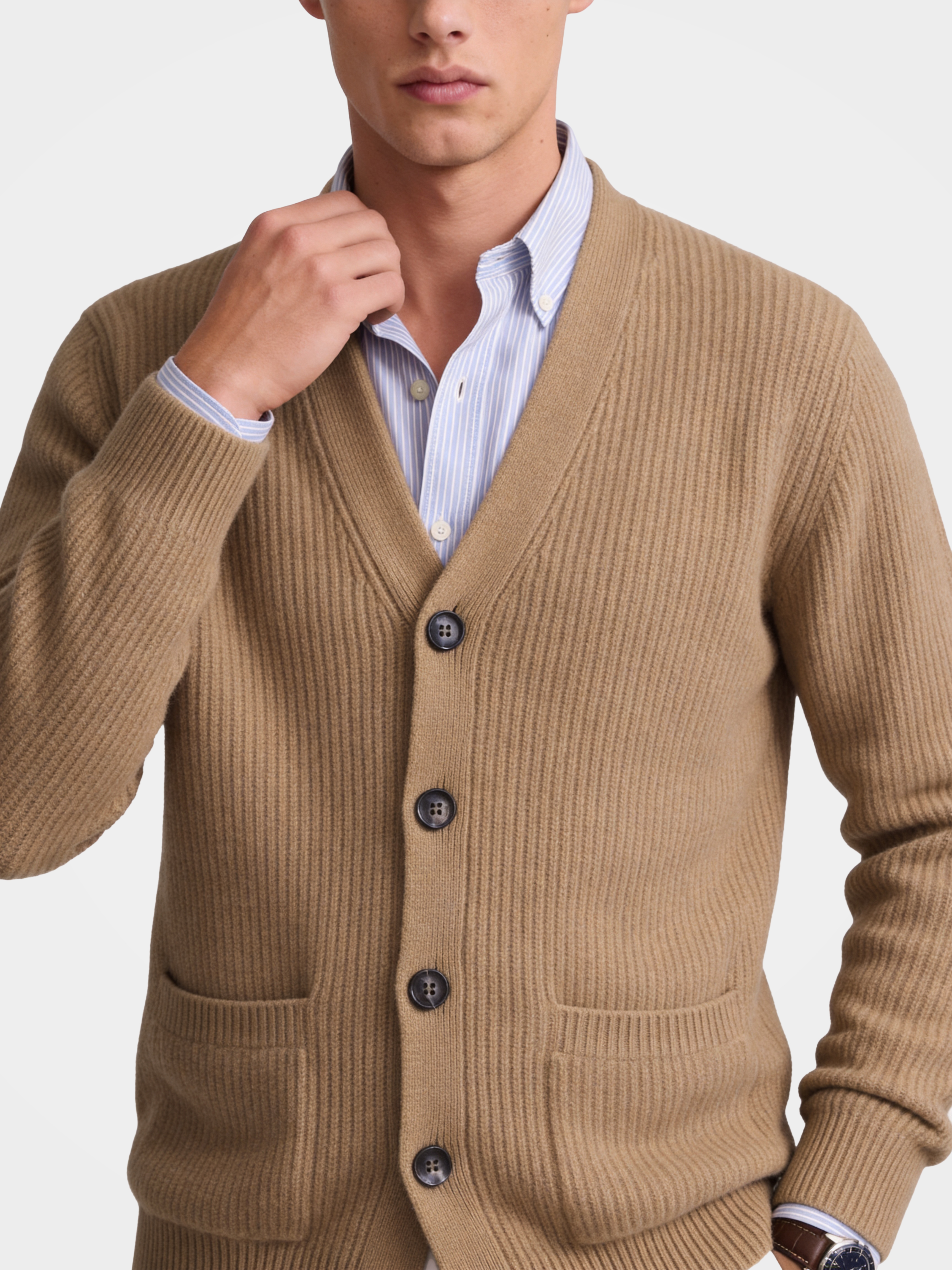Pre-Order | Men's 100% Cashmere V-Neck Button Front Cardigan (10-14 Business Days)