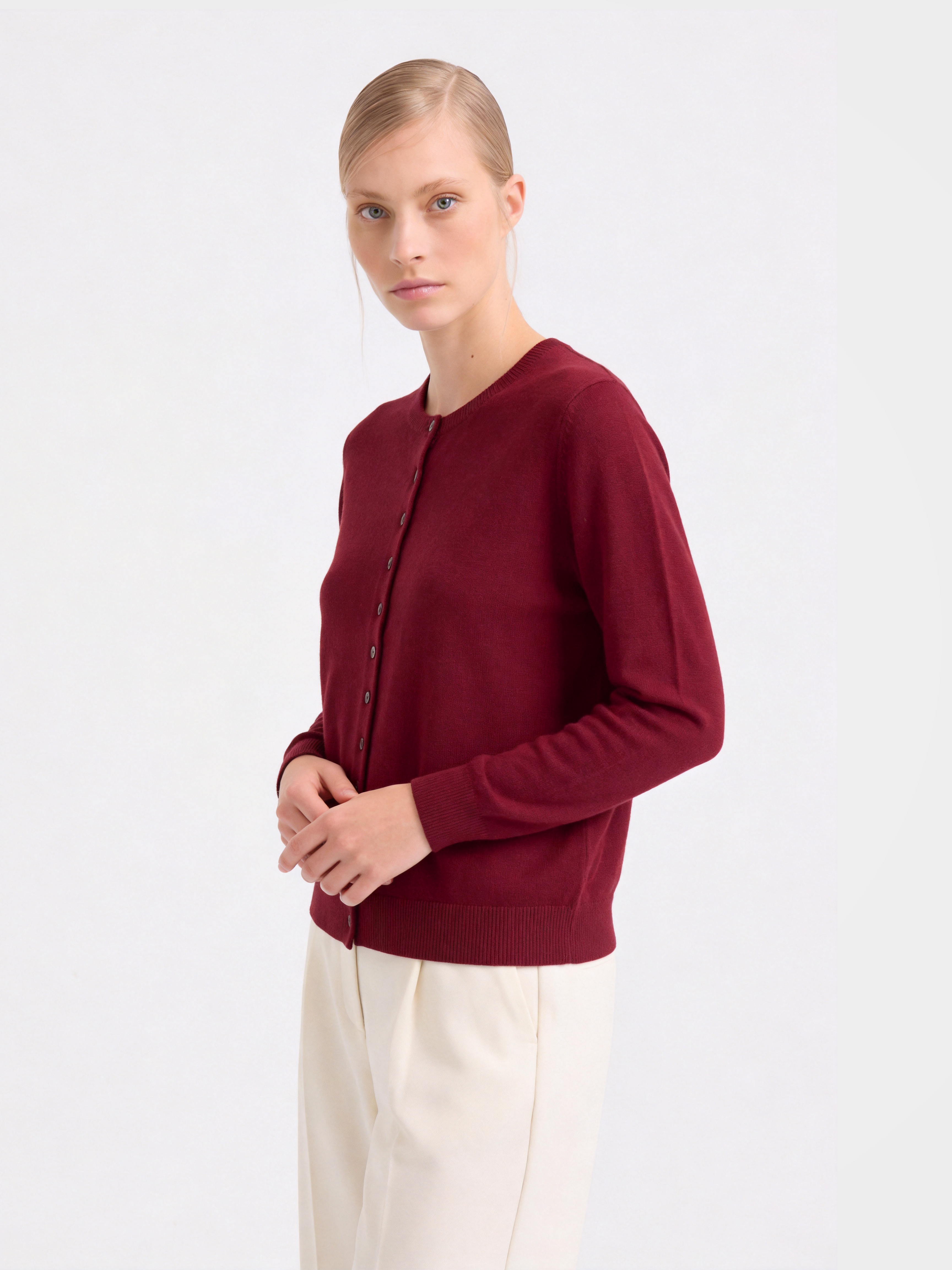 Pre-Order | 100% Cashmere Crew Neck Cardigan Sweater Soft Knitwear (10-14 Business Days)