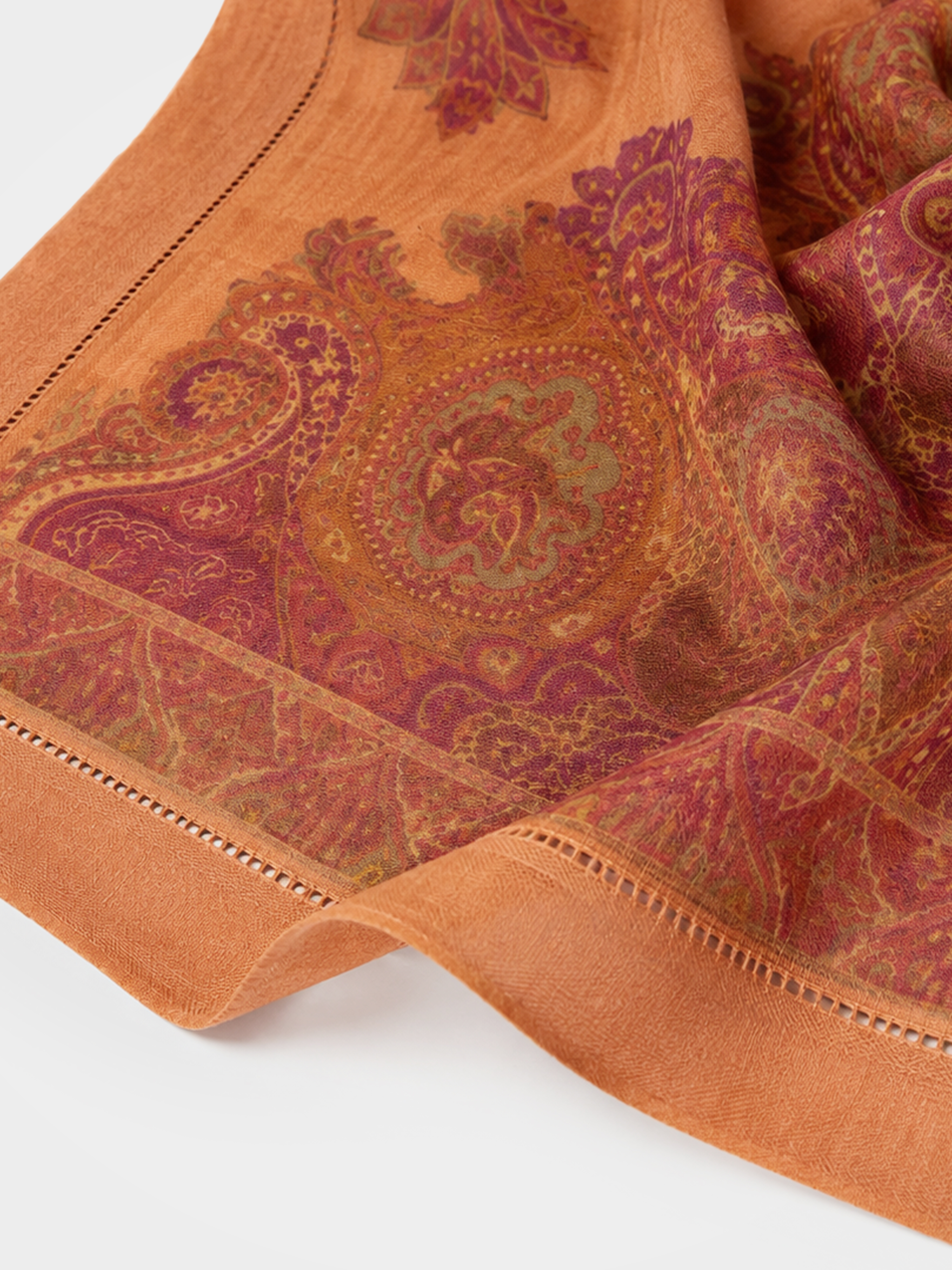 100% Cashmere Paisley Print Vintage Square Scarf