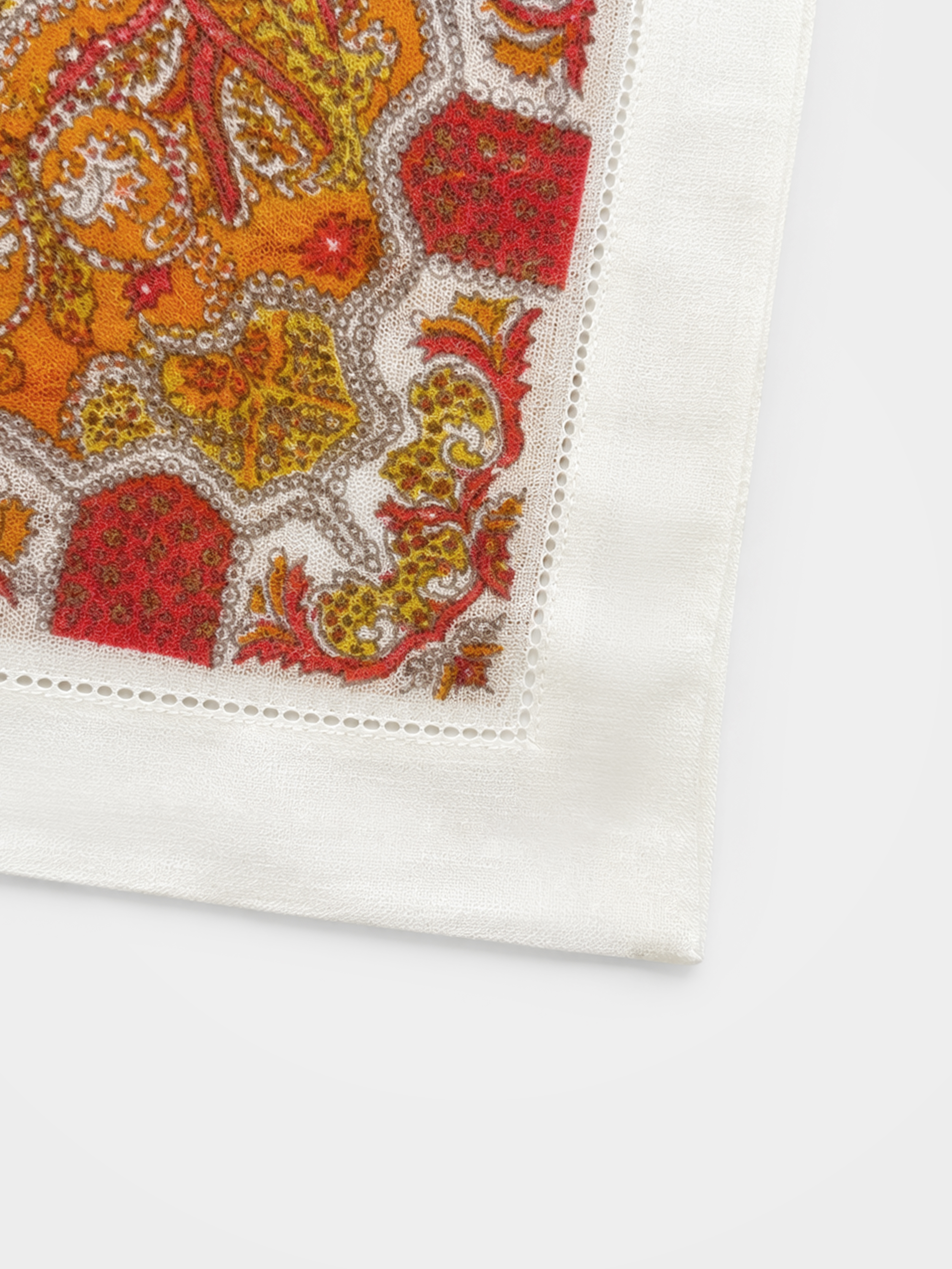100% Cashmere Paisley Vintage Print Square Scarf