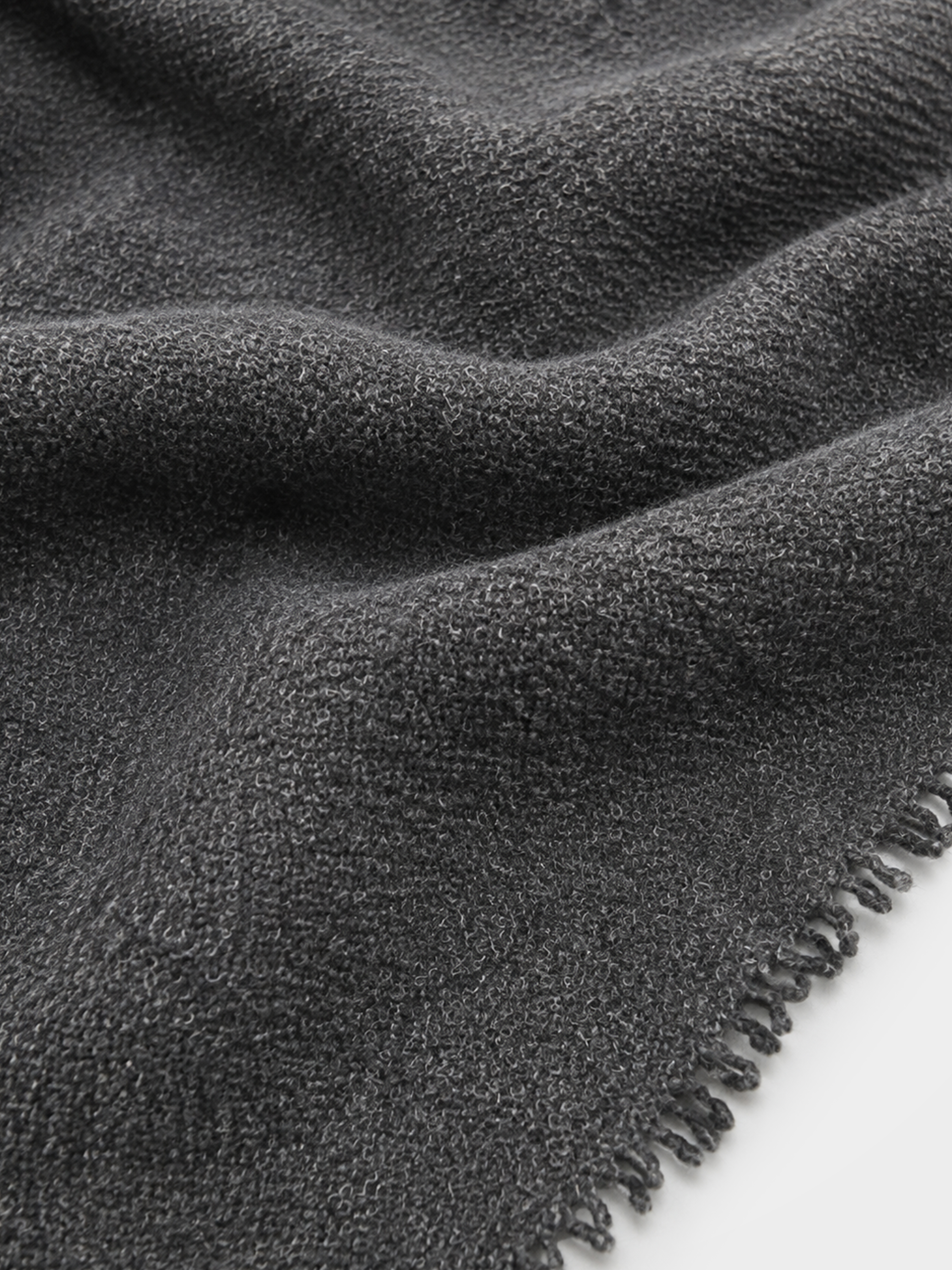 100% Cashmere Textured Plain Fringe Long Scarf