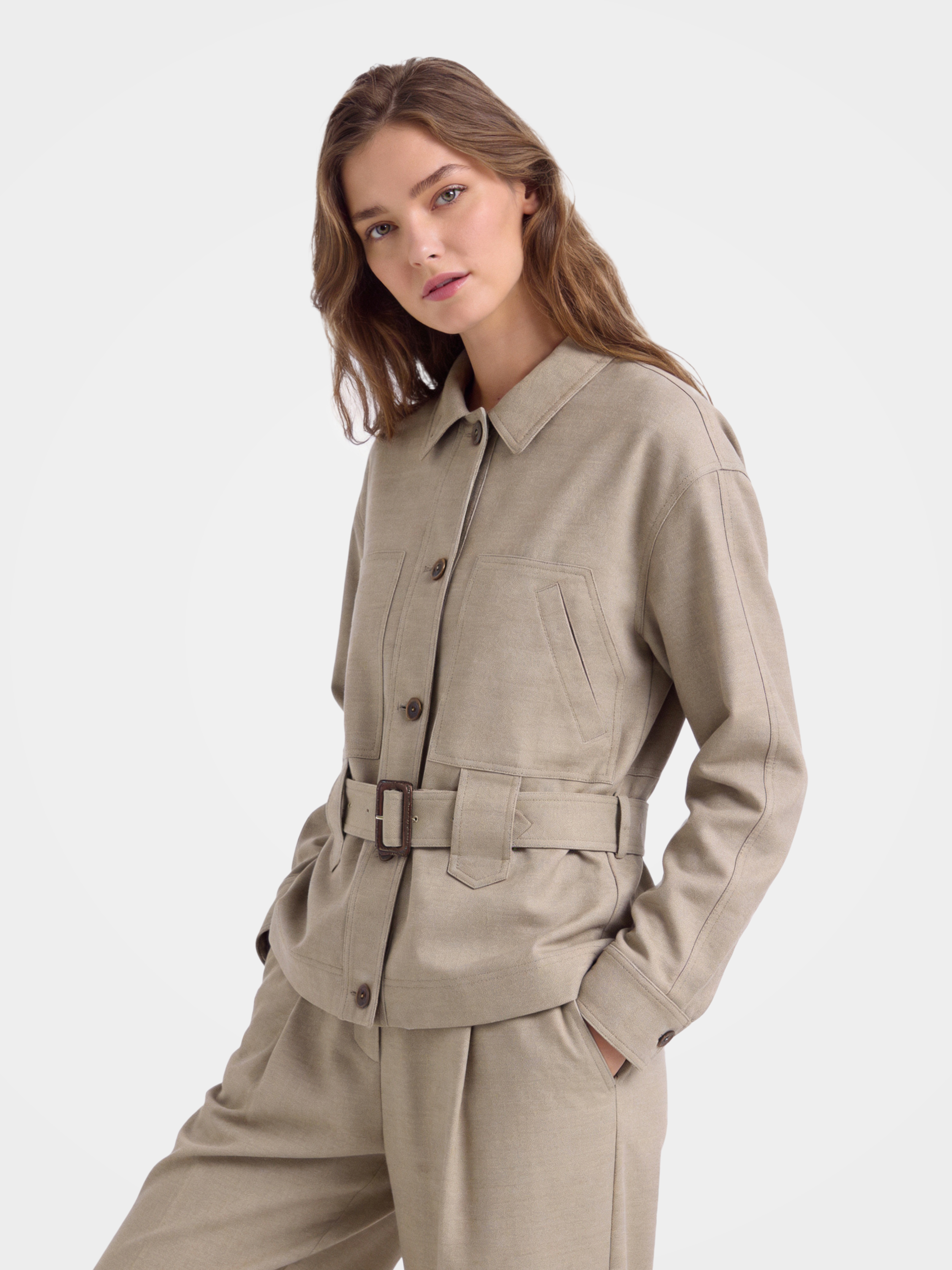Wool Collared Warm Coat Elegant Jacket