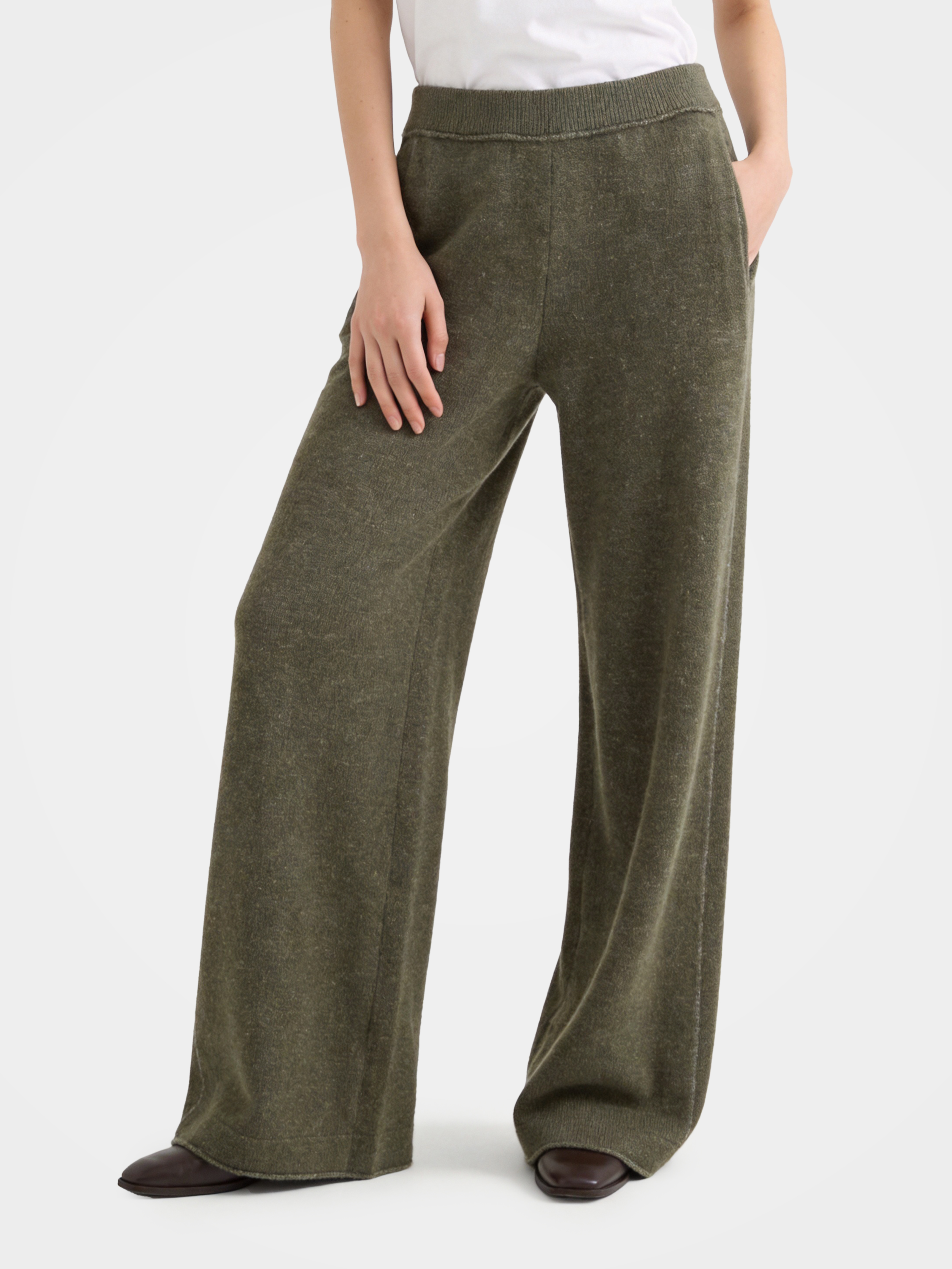 100% Cashmere Straight Leg Pants Knit Pants
