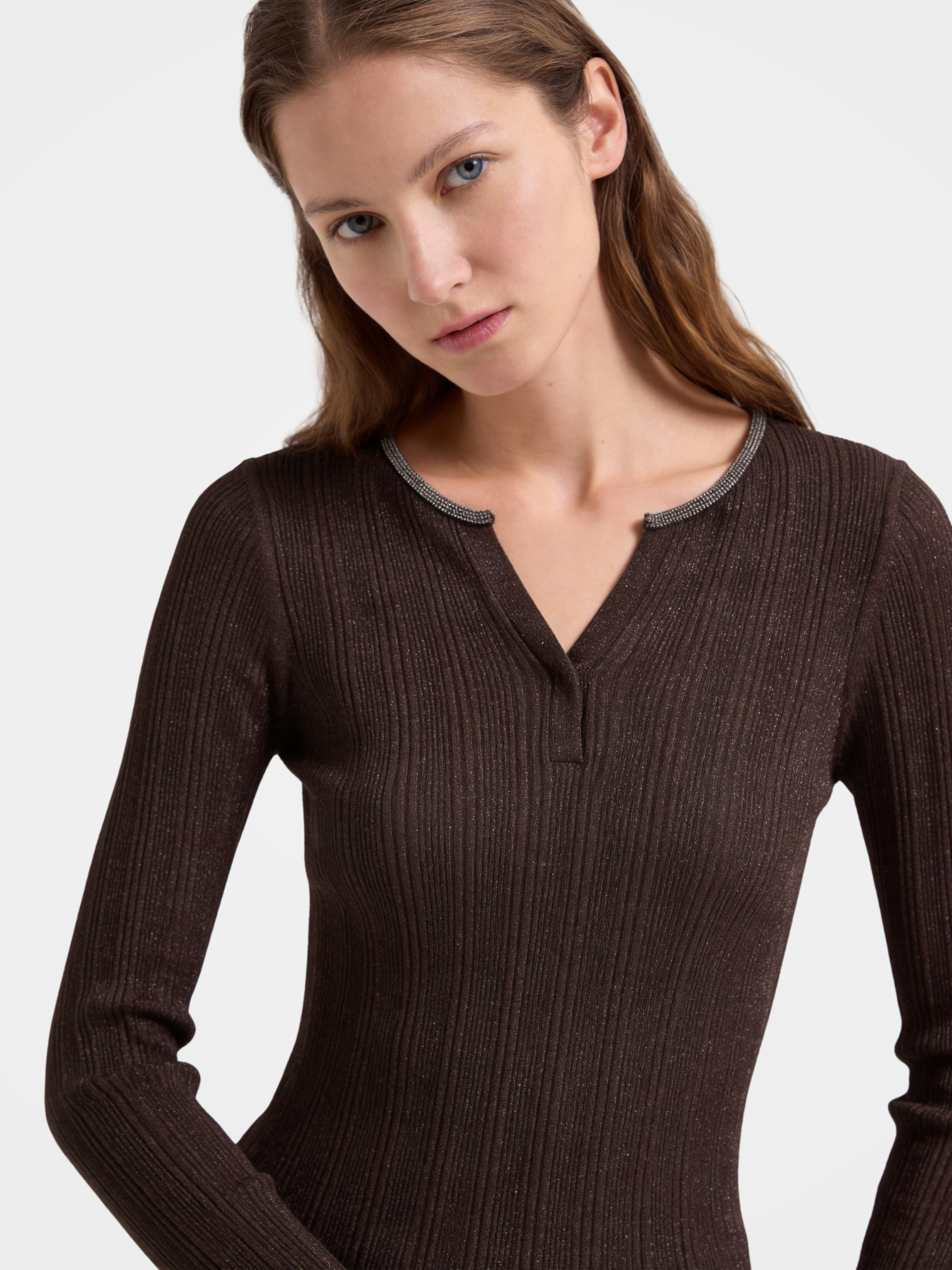 Wool V Neck Sweater Soft Textured Knit Sweater