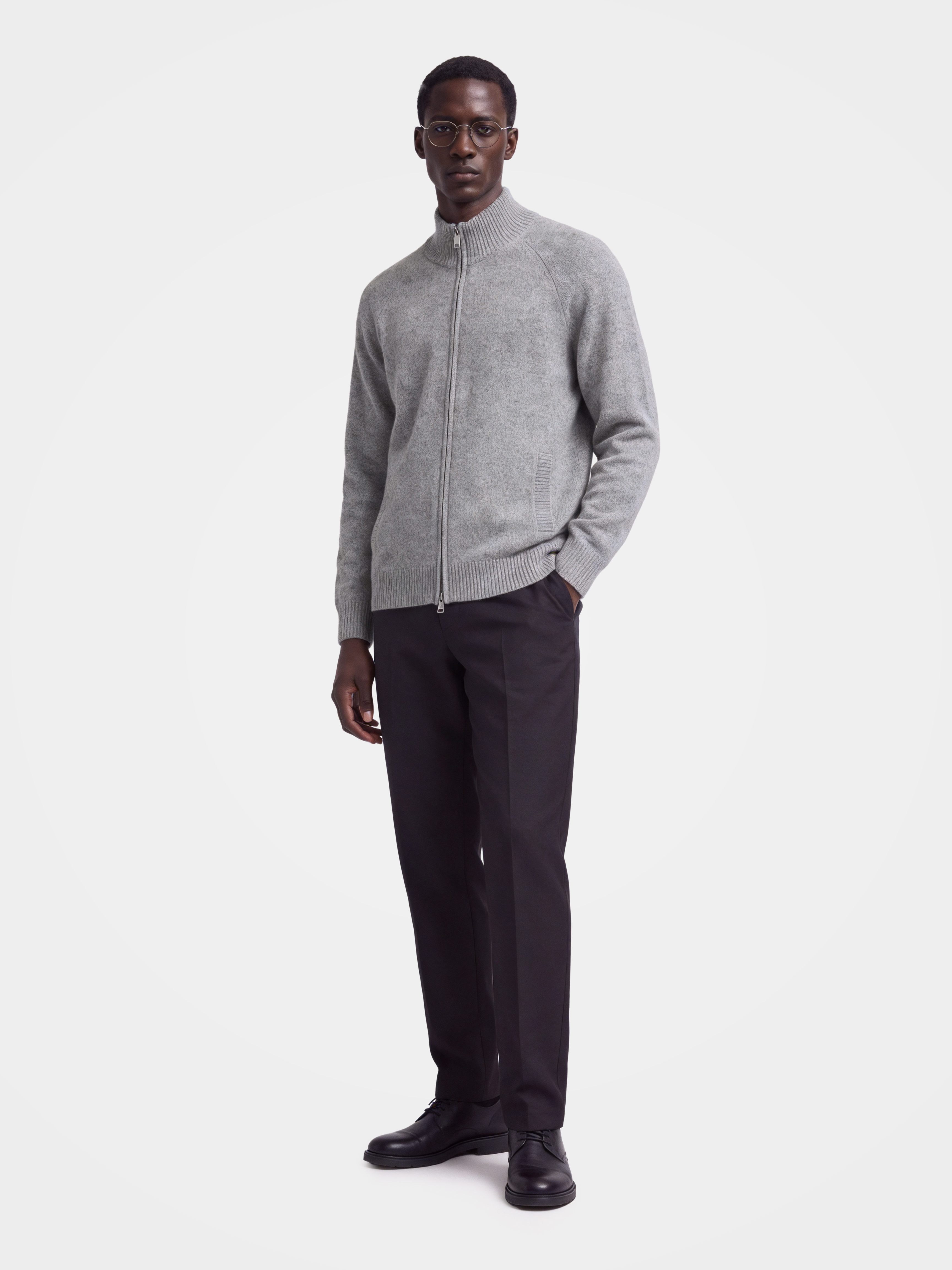 Pre-Order | Men's 100% Cashmere Mock Neck Zip Knit Cardigan (10-14 Business Days)