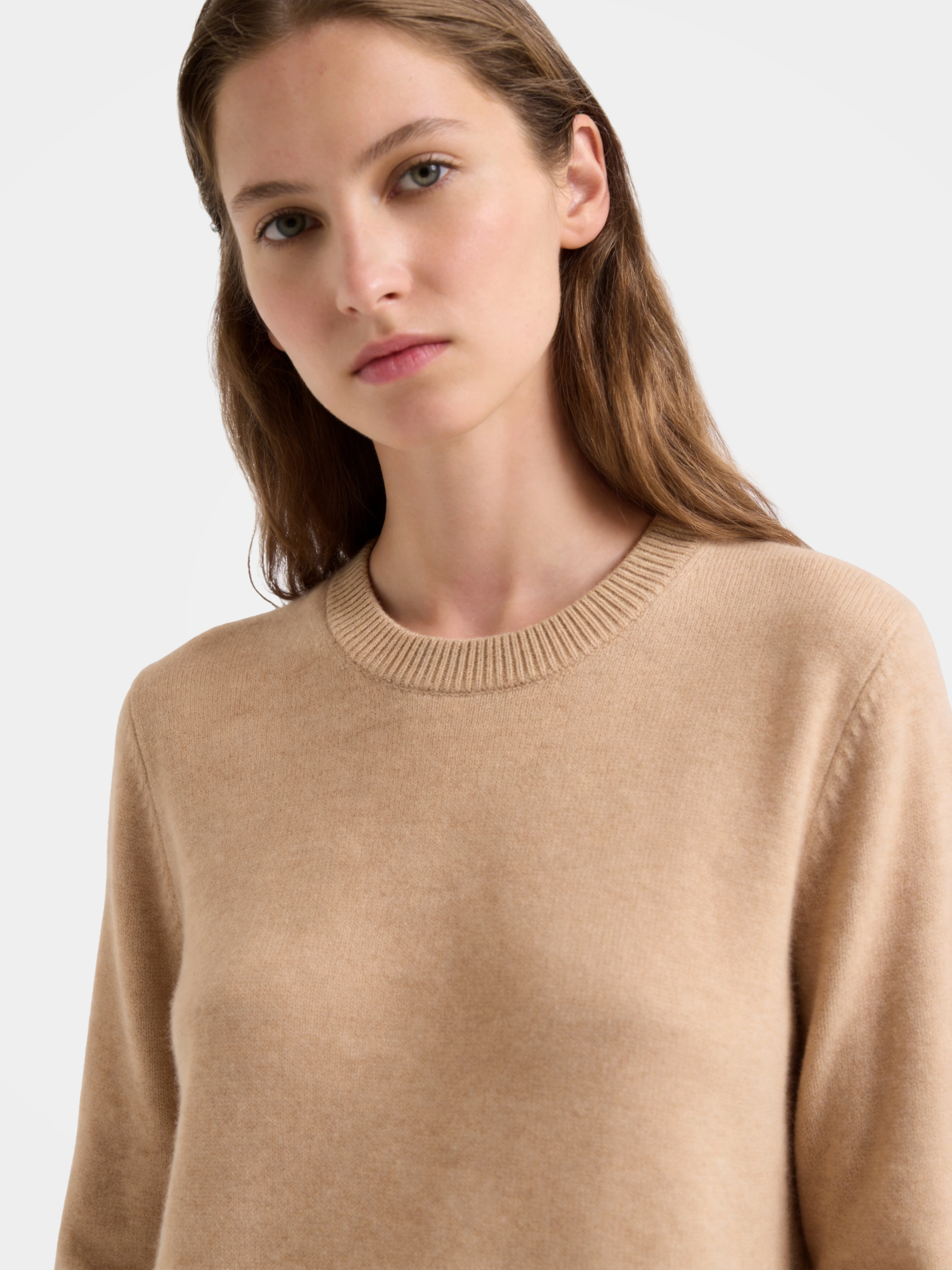 100% Cashmere Long Sleeve Crew Neck Midi Sweater Dress
