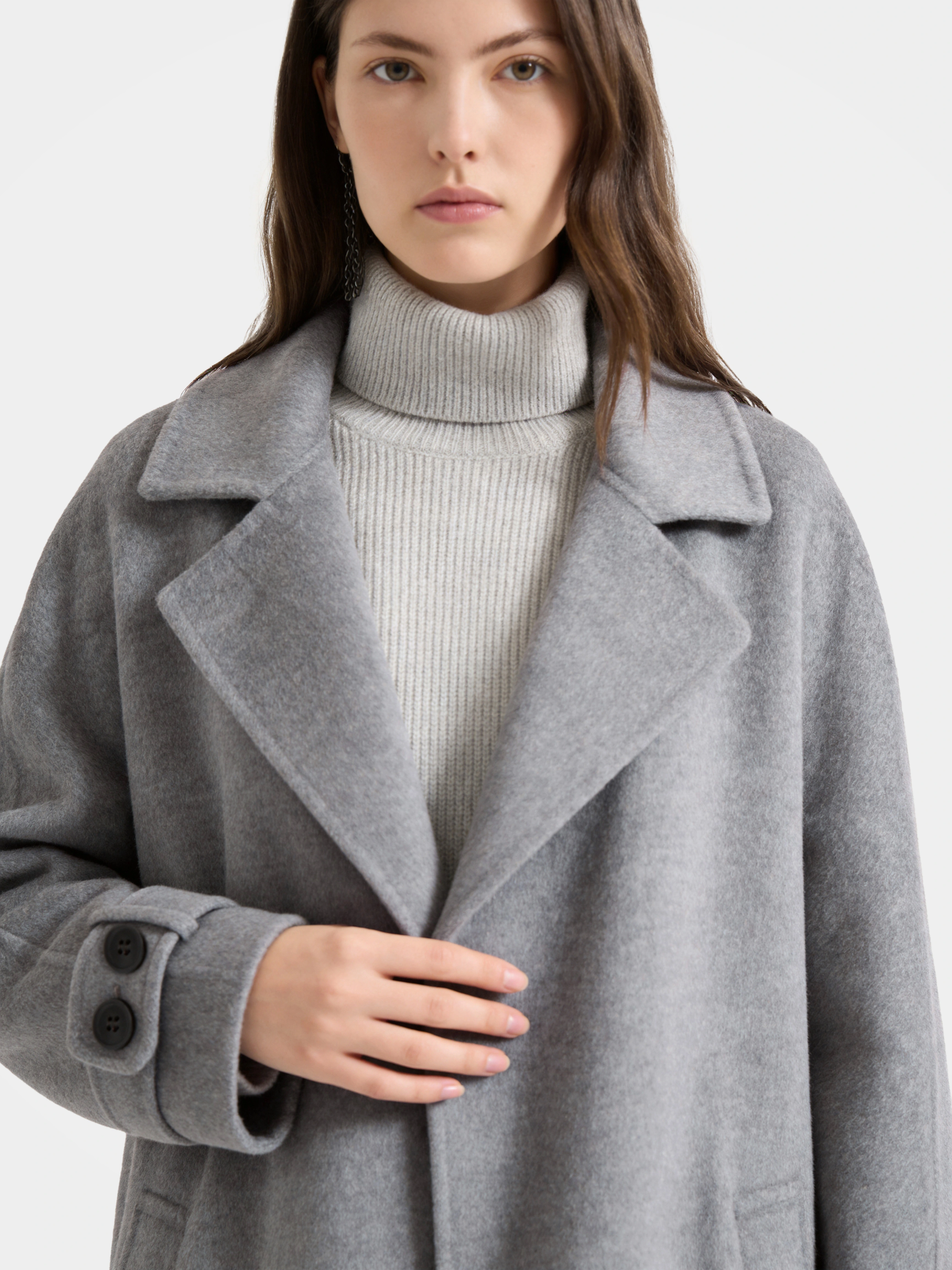 100% Cashmere Blend Long Coat Double-Breasted Lapel Overcoat