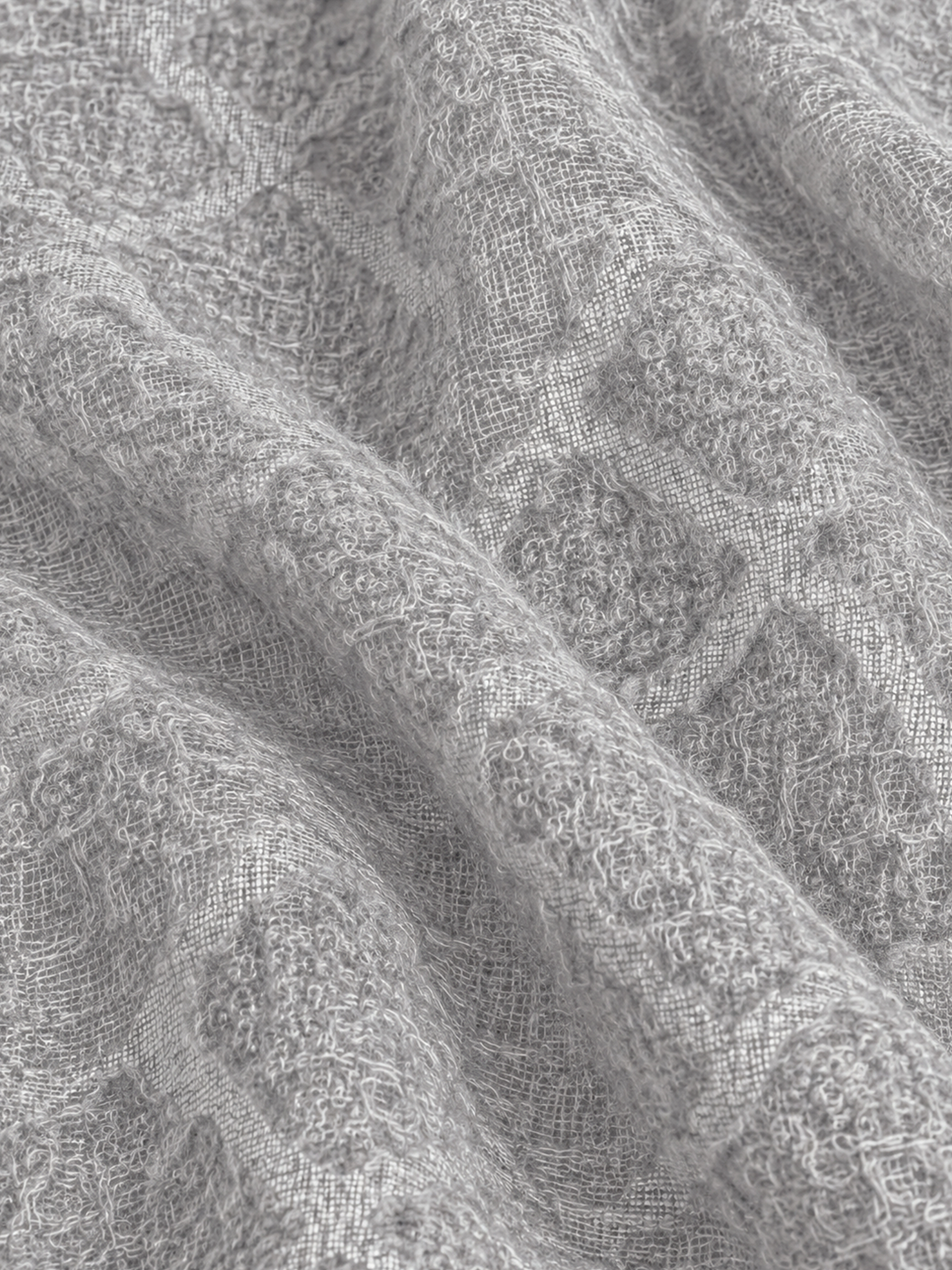 100% Cashmere Textured Tweed Tassel Long Scarf