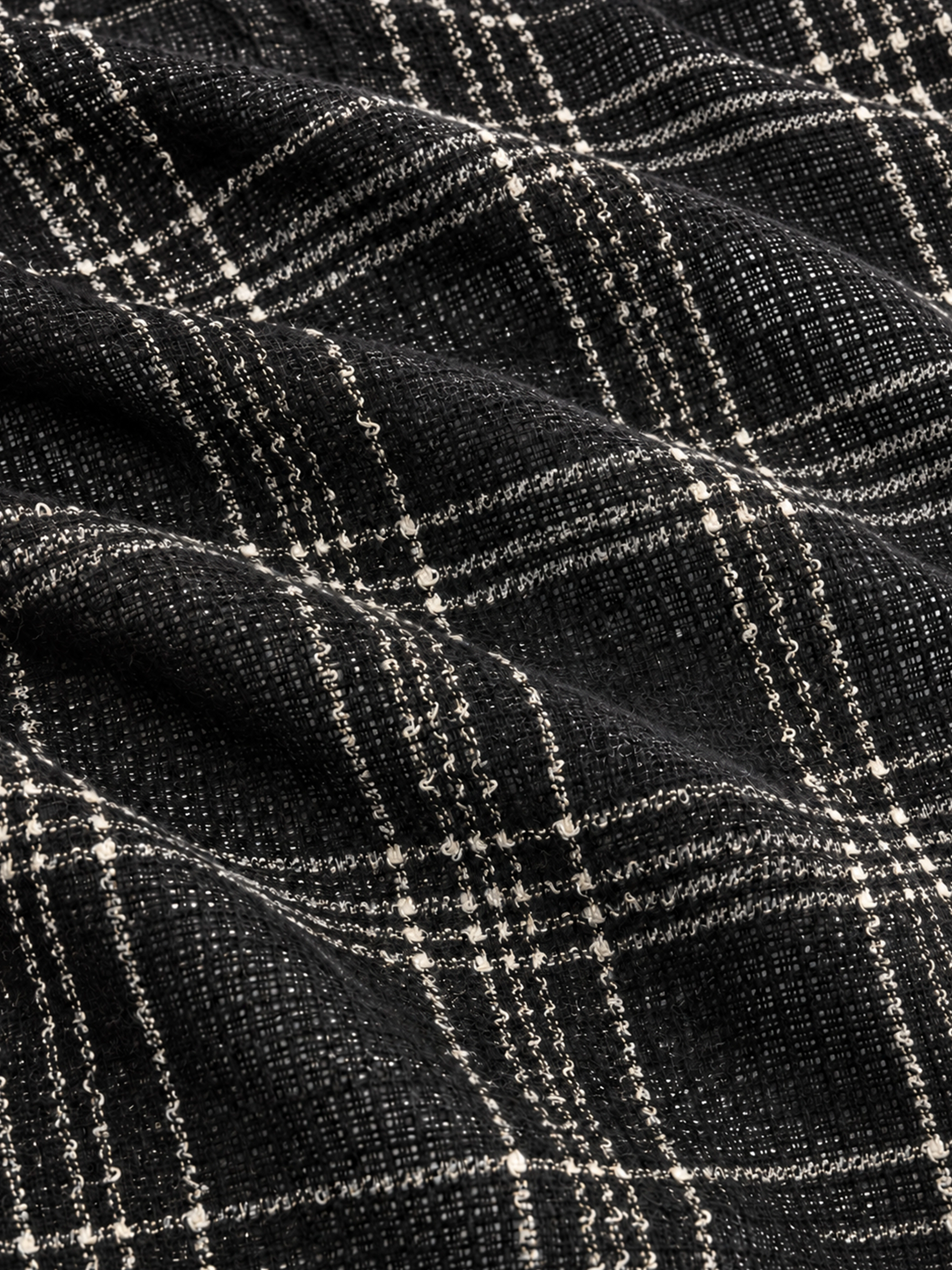 100% Cashmere Plaid Textured Tassel Long Scarf