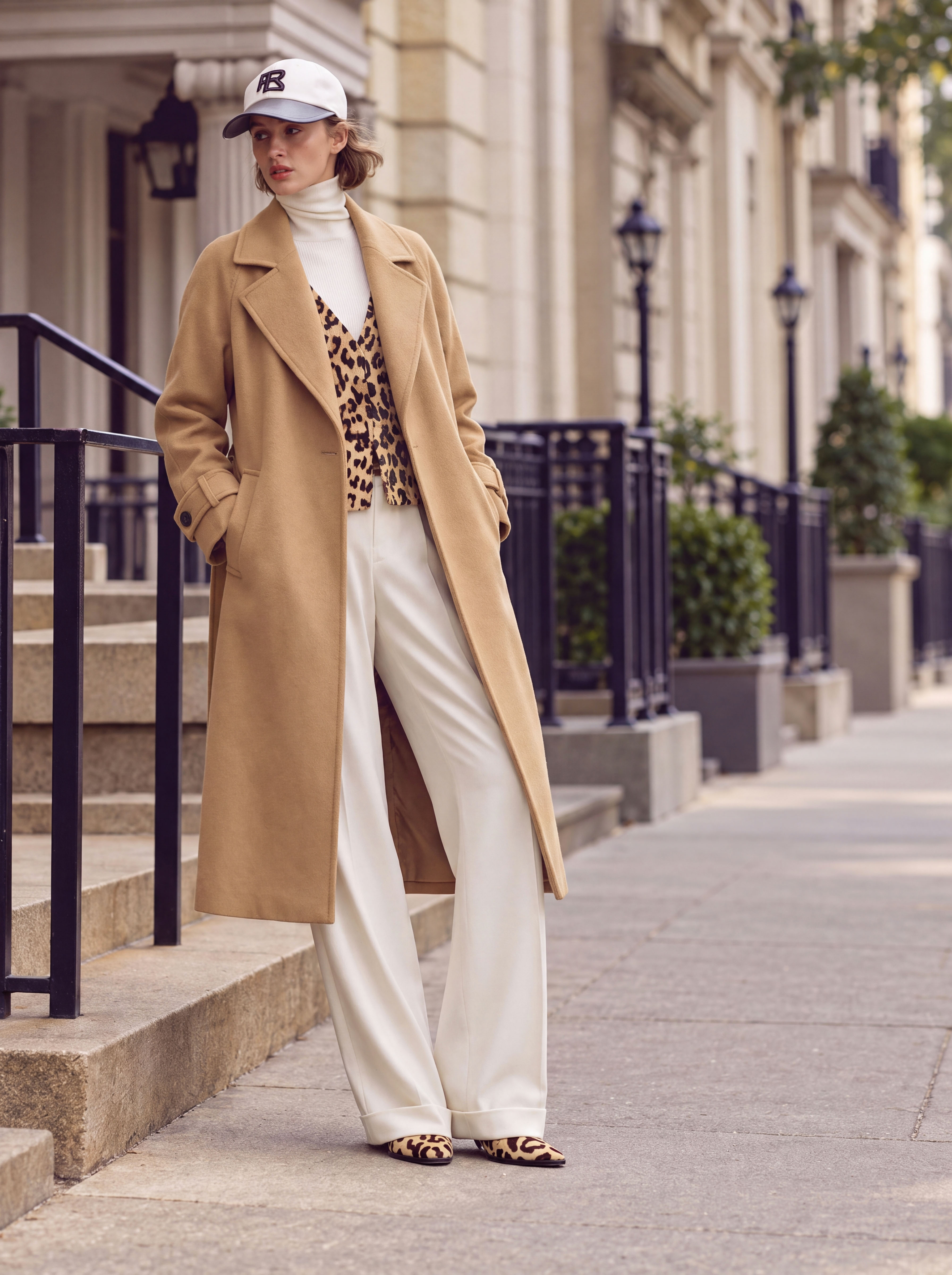 100% Cashmere Notched Lapel Belted Long Coat