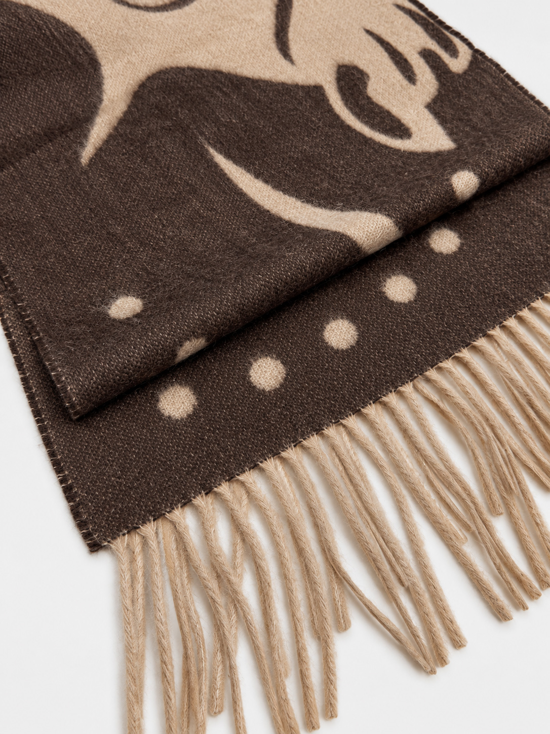 100% Cashmere Equestrian Horse Pattern Fringe Scarf