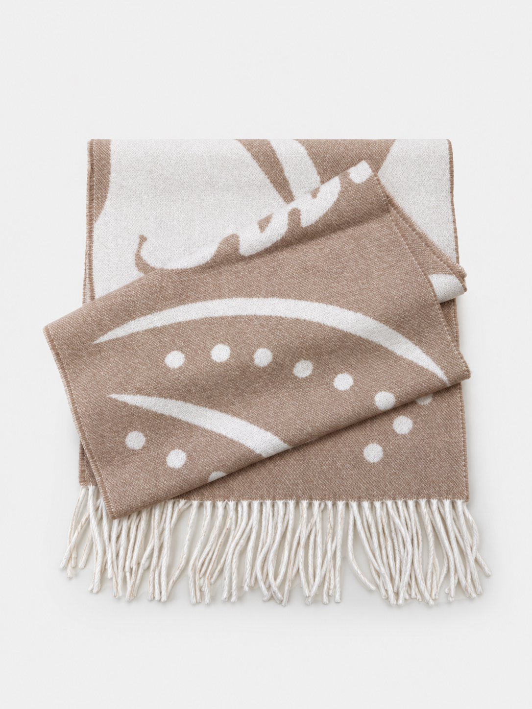 [Copy]100% Cashmere Equestrian Horse Pattern Fringe Scarf