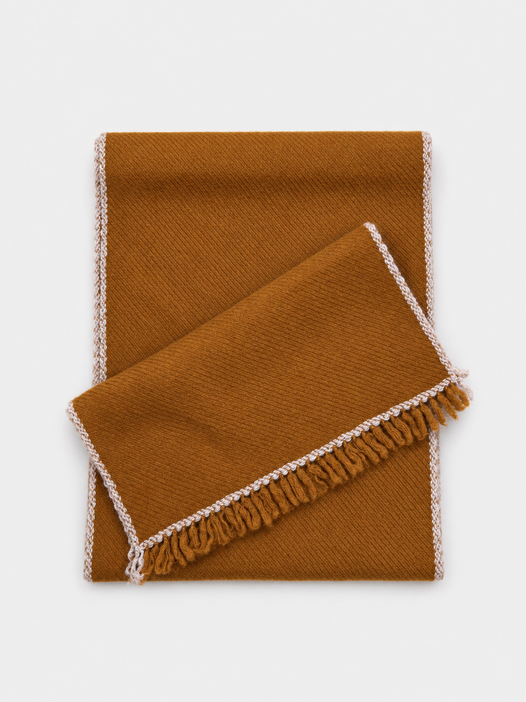 100% Cashmere Herringbone Fringe Long Scarf