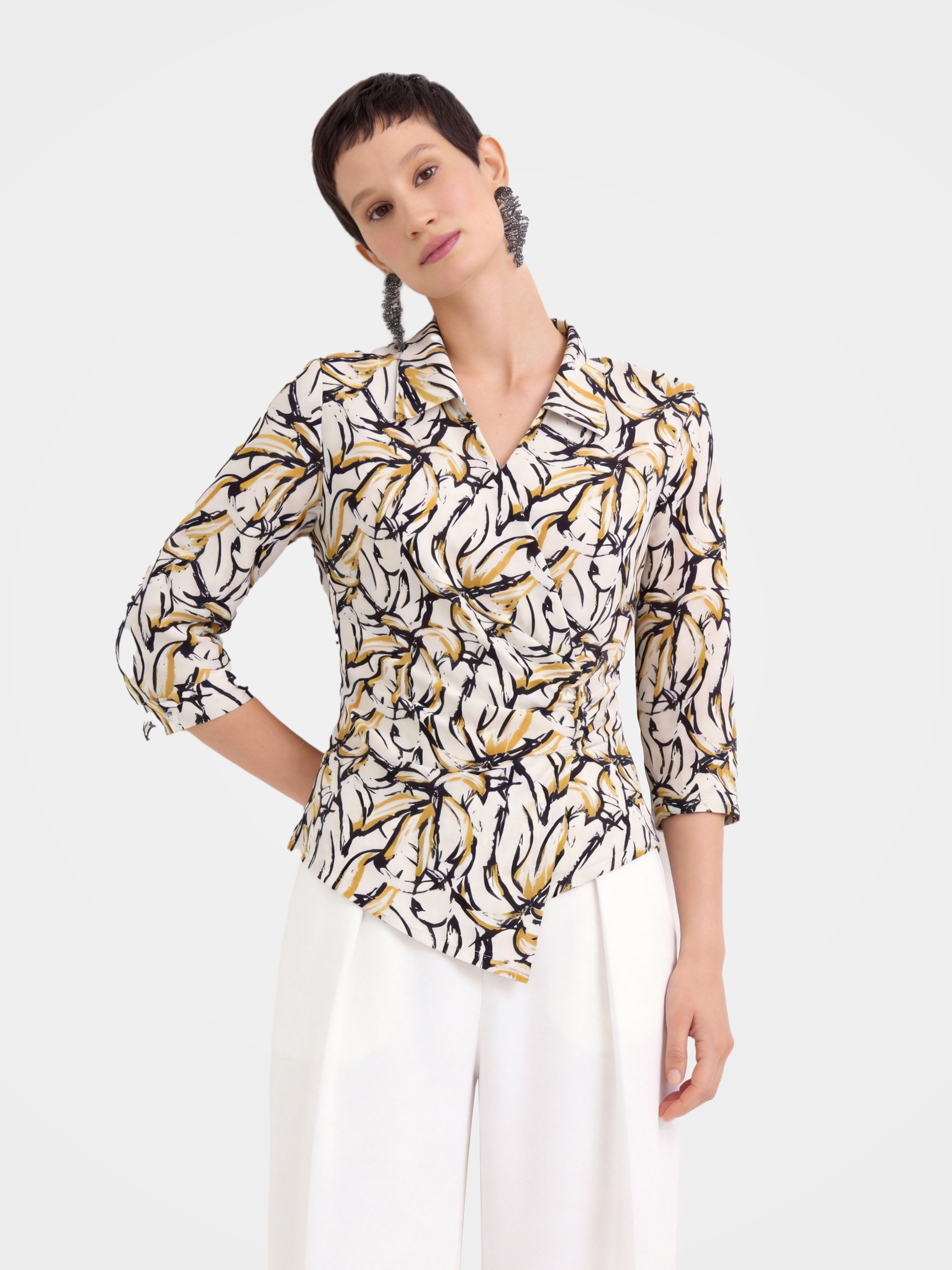 Lightweight Printed Lapel Blouse