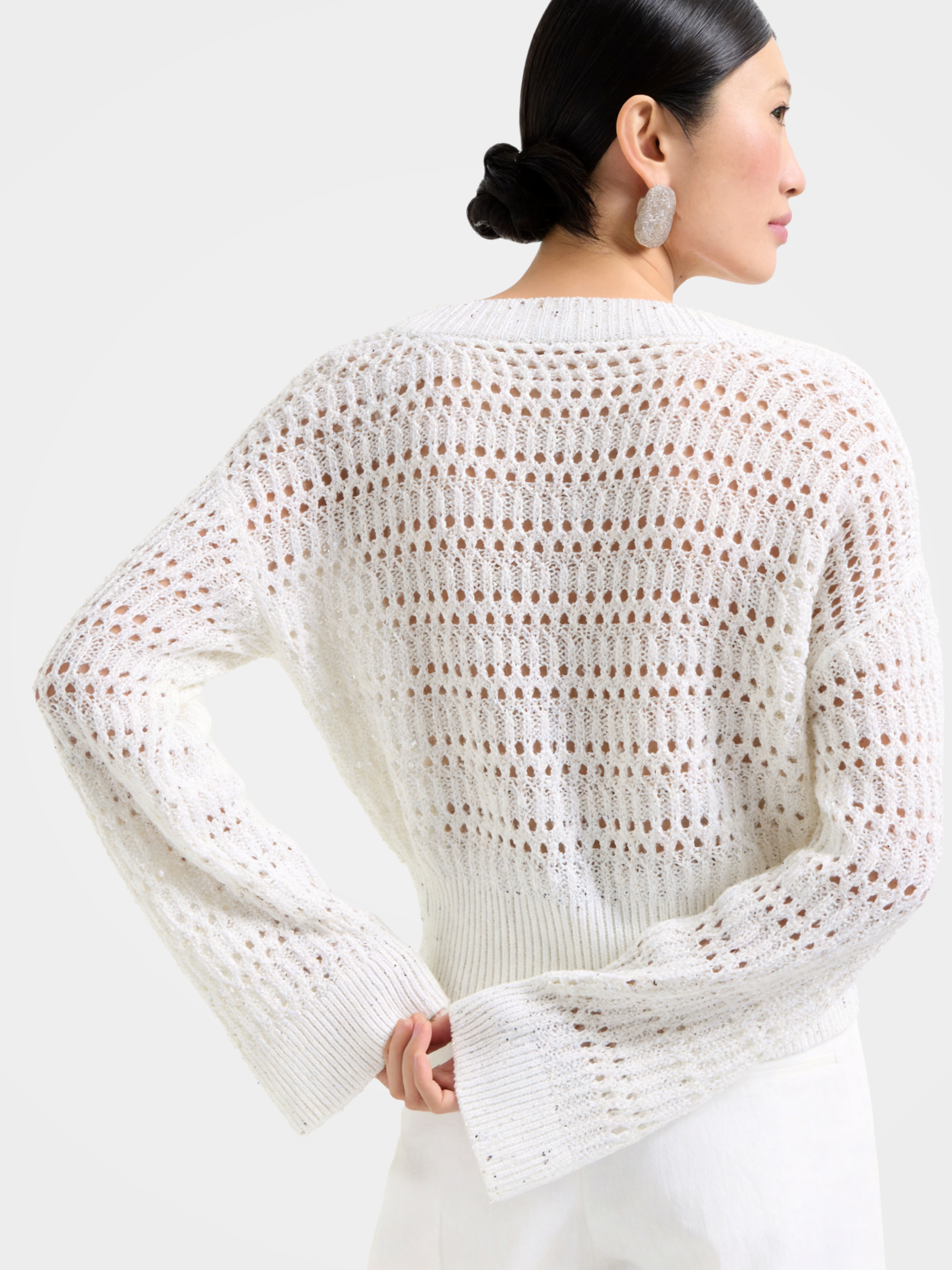 Airy Cotton Silk Blend Button Front Knit Cardigan