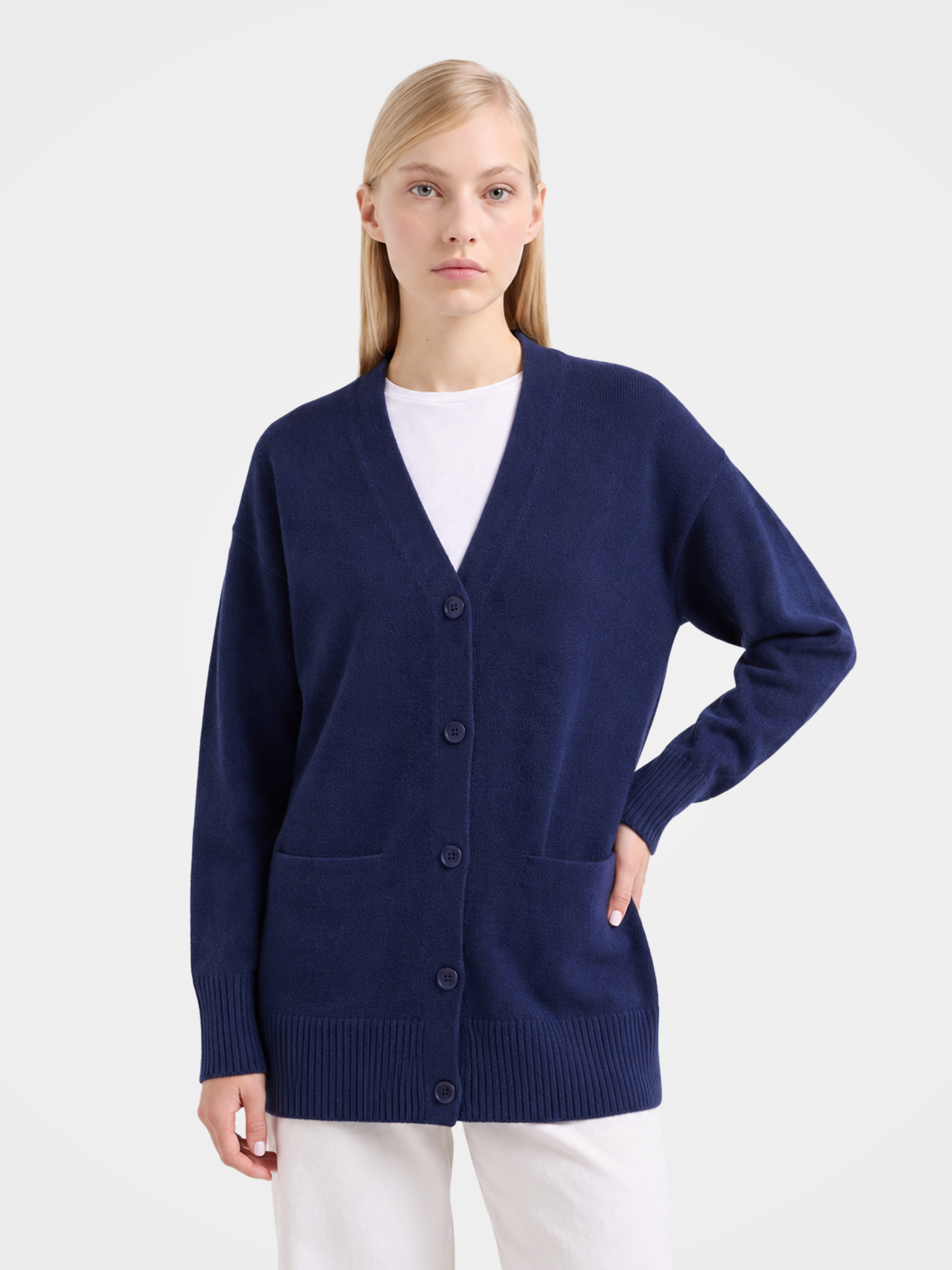 Pre-Order | 100% Wool Sweater Soft Relaxed Fit Knit Cardigan (10-14 Business Days)