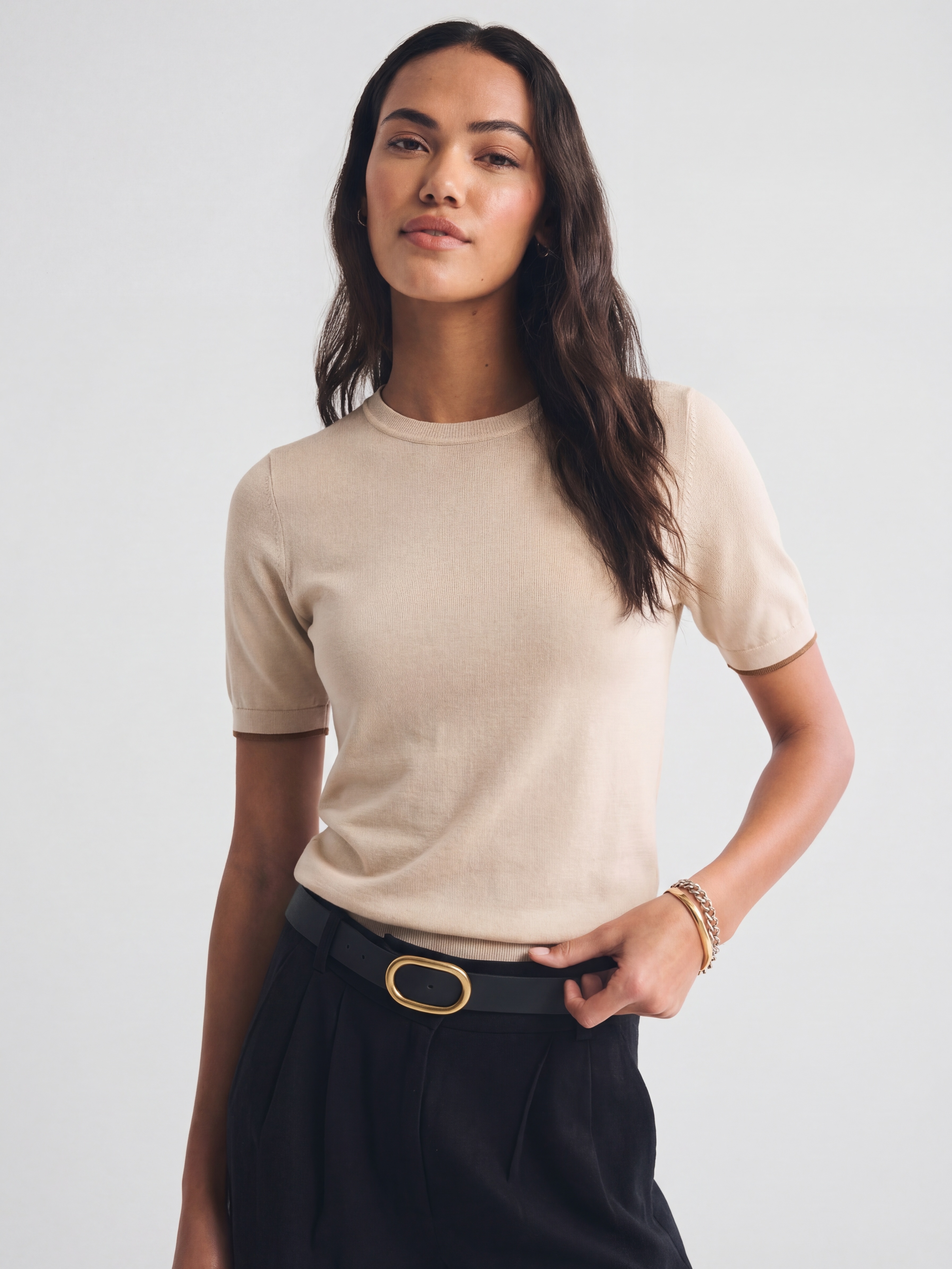 Cotton Short Sleeve Knit Polo Top