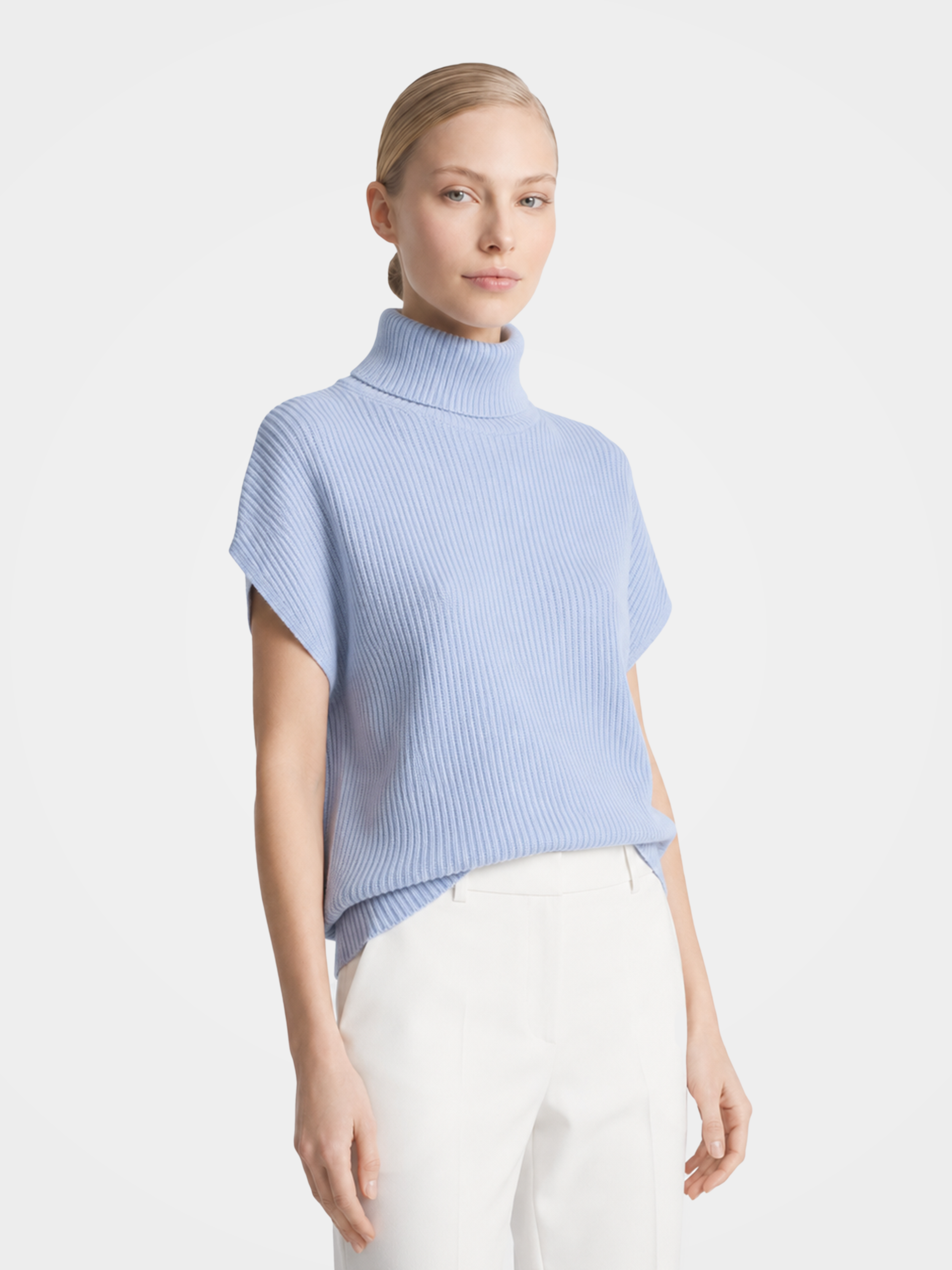 Pre-Order |Cotton Turtleneck Sweater Soft Short Sleeve Knit (10-14 Business Days)