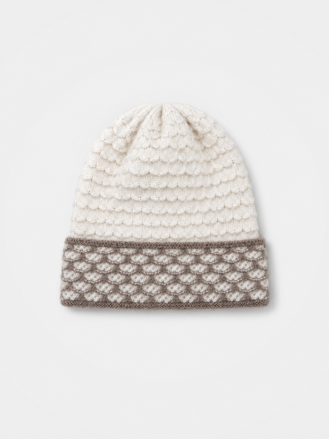 100% Cashmere Geometric Knit Bucket Hat for Women - Soft Luxury Winter Hat