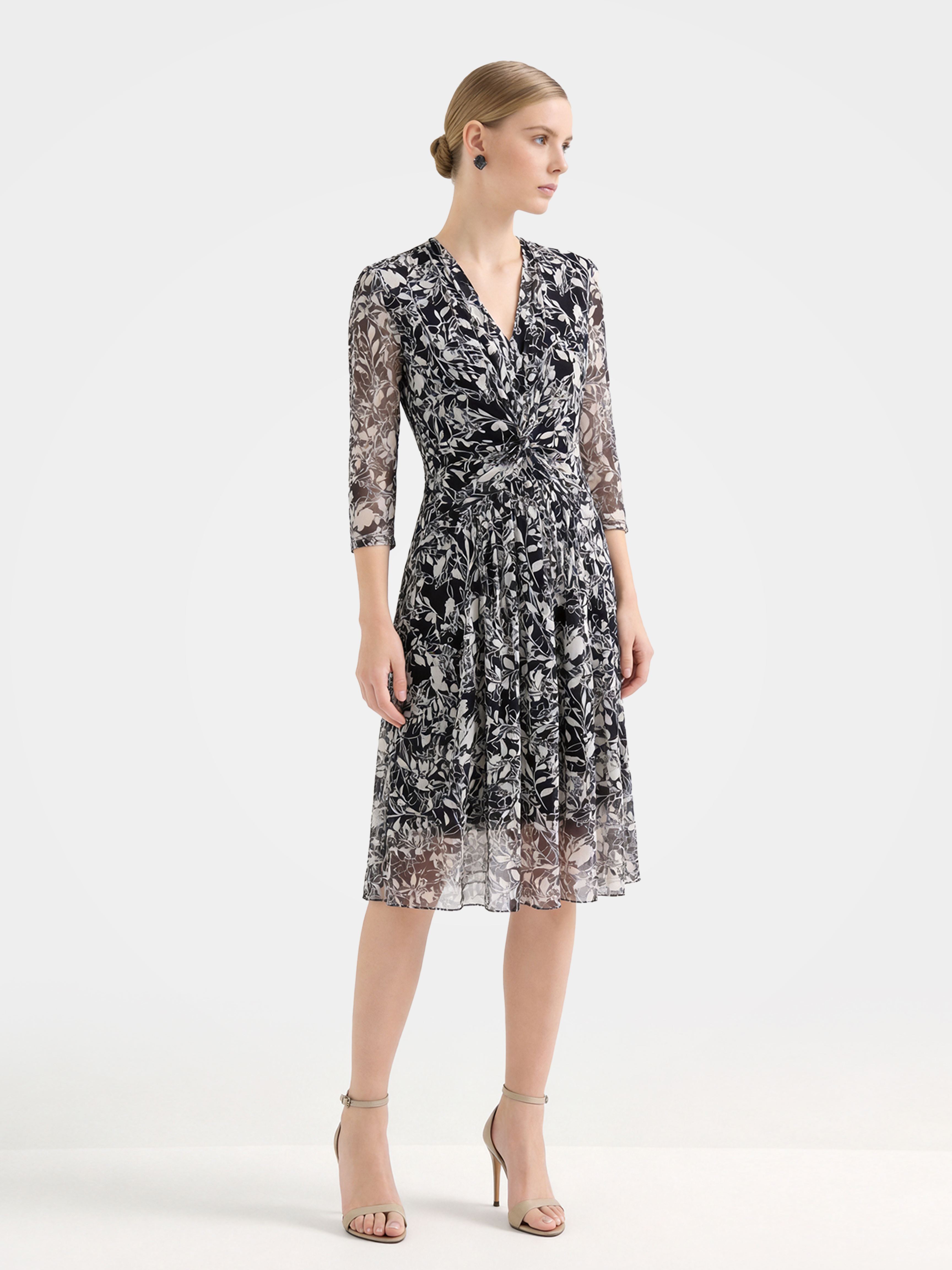 Breathable Mulberry Silk Printed Midi-Length Dress