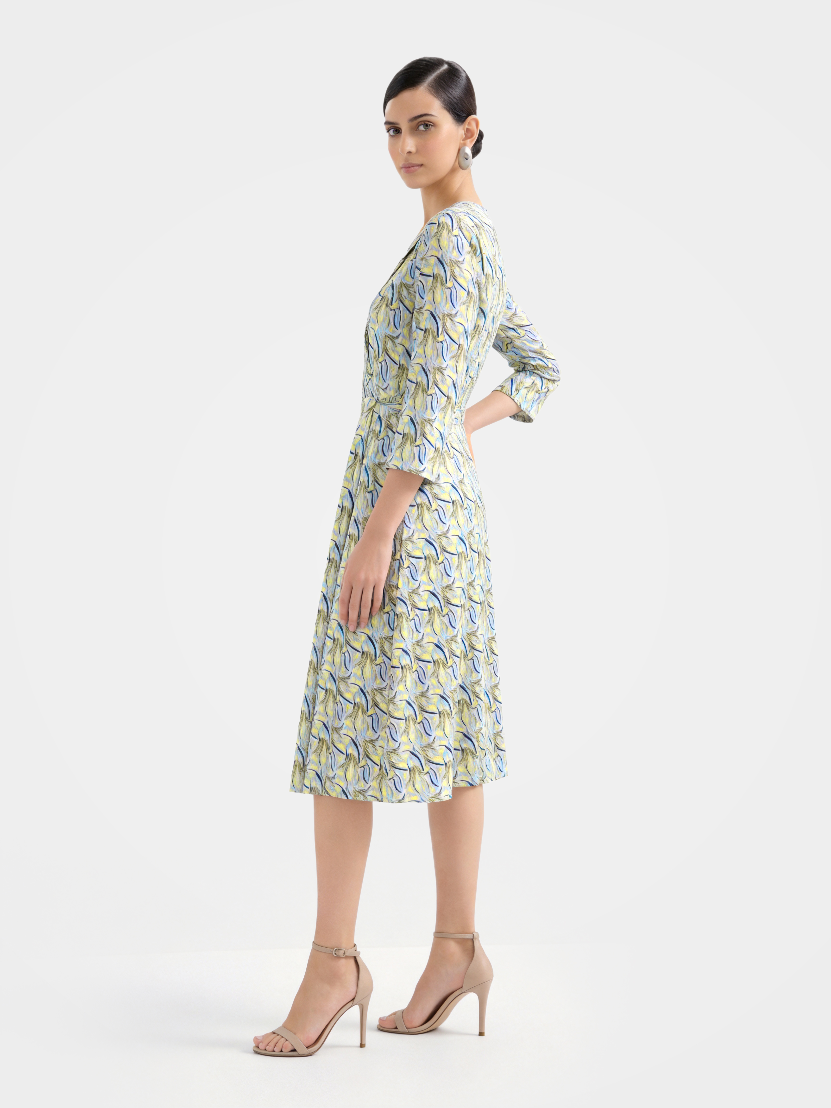 Luxurious Mulberry 100% Mulberry Silk Printed Midi Dress