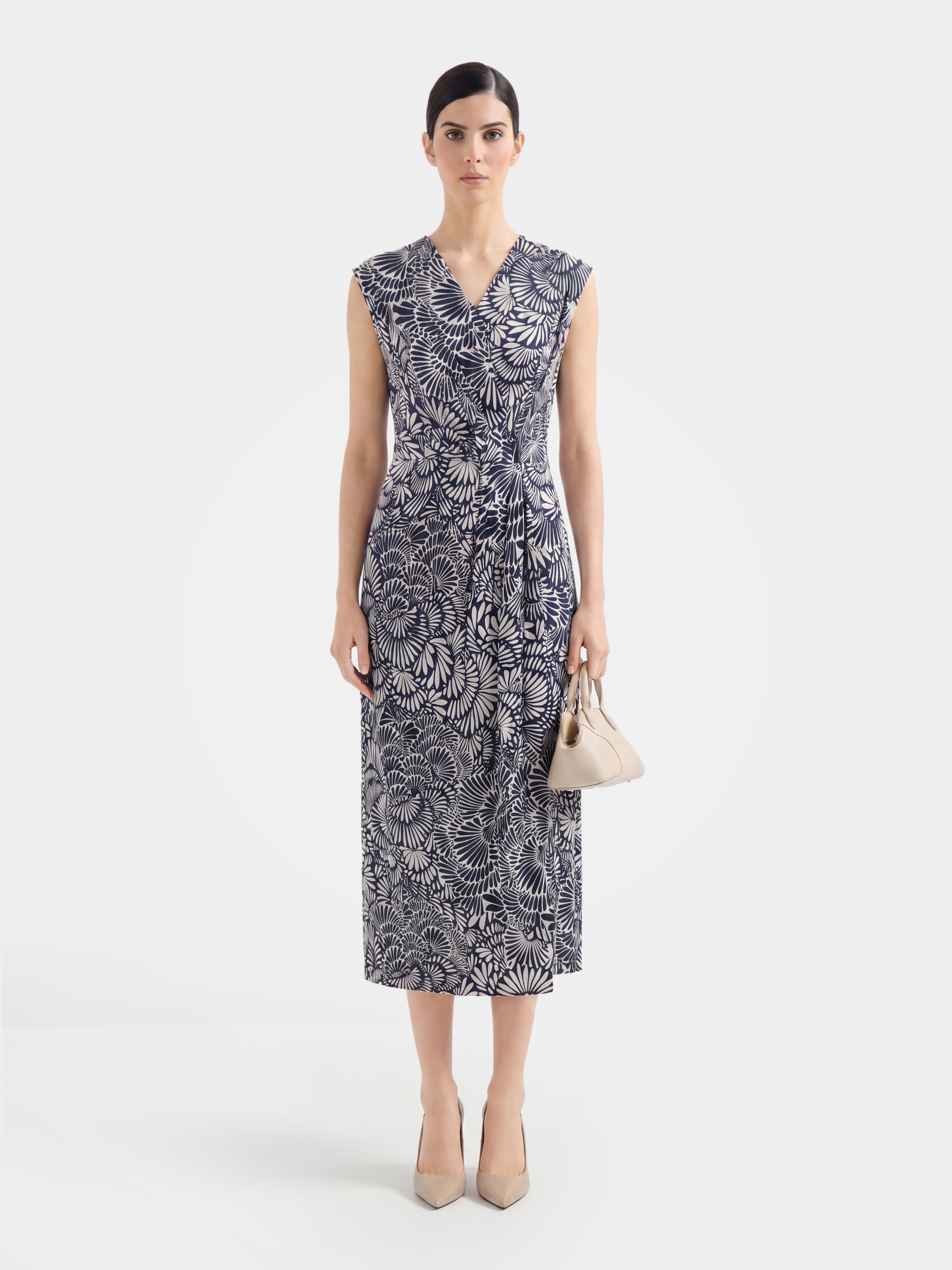 Luxury 100% Mulberry Silk Floral Wrap Midi Dress