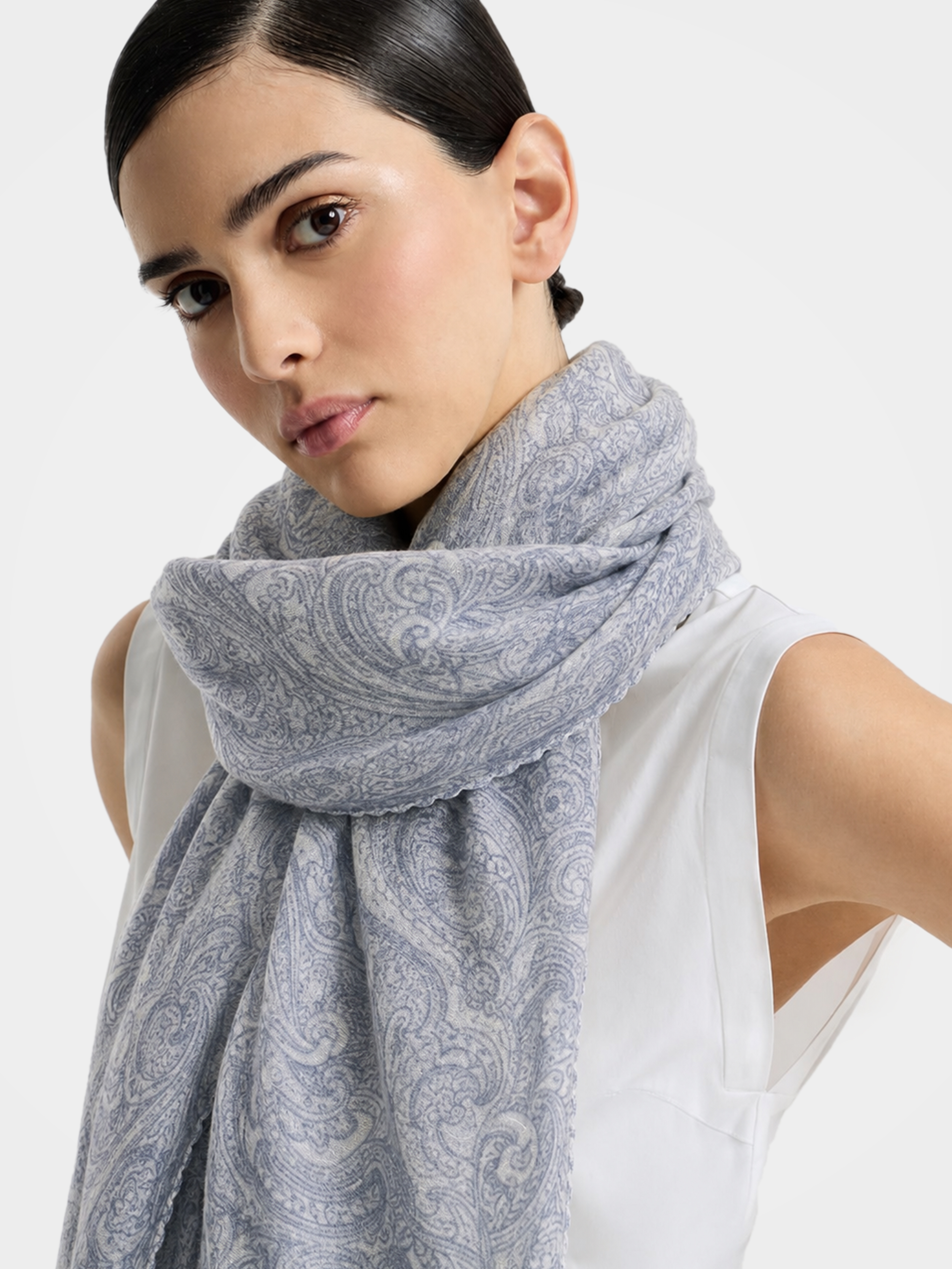Refined 100% Cashmere Printed Shawl Scarf