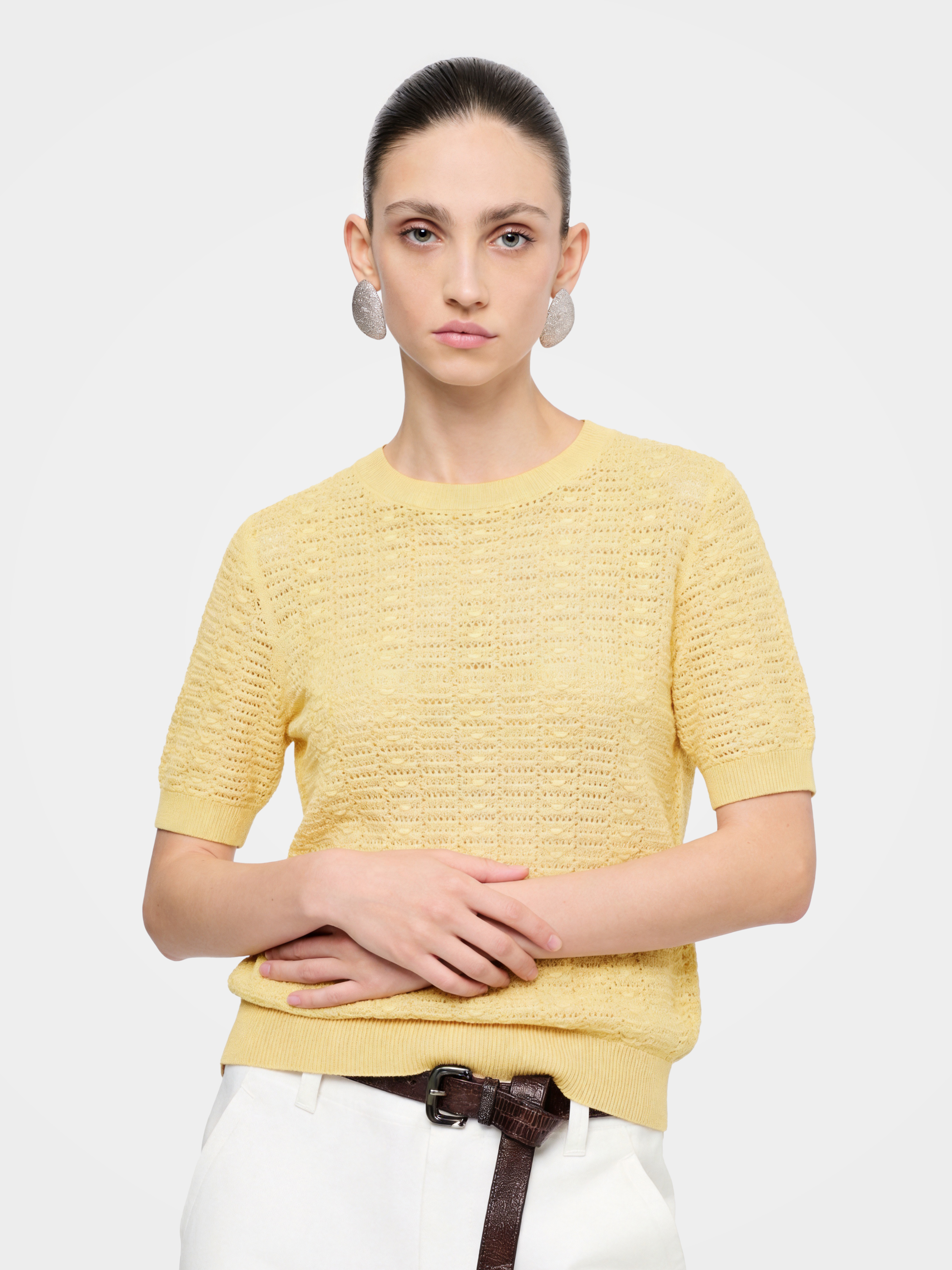 Airy Cotton Silk Blend Textured Summer Pullover
