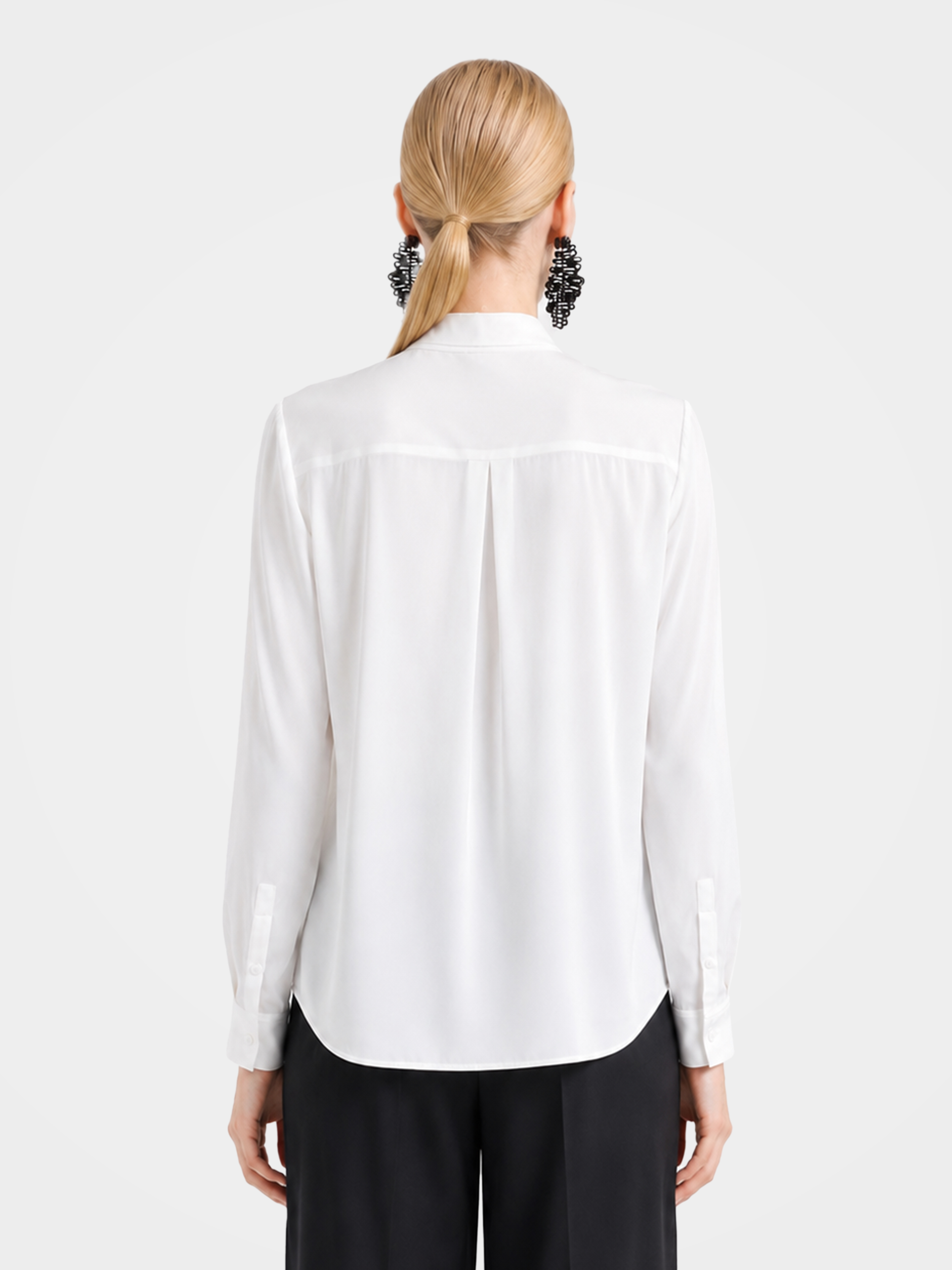 Regular Draped Long Sleeve Mulberry Silk Shirt
