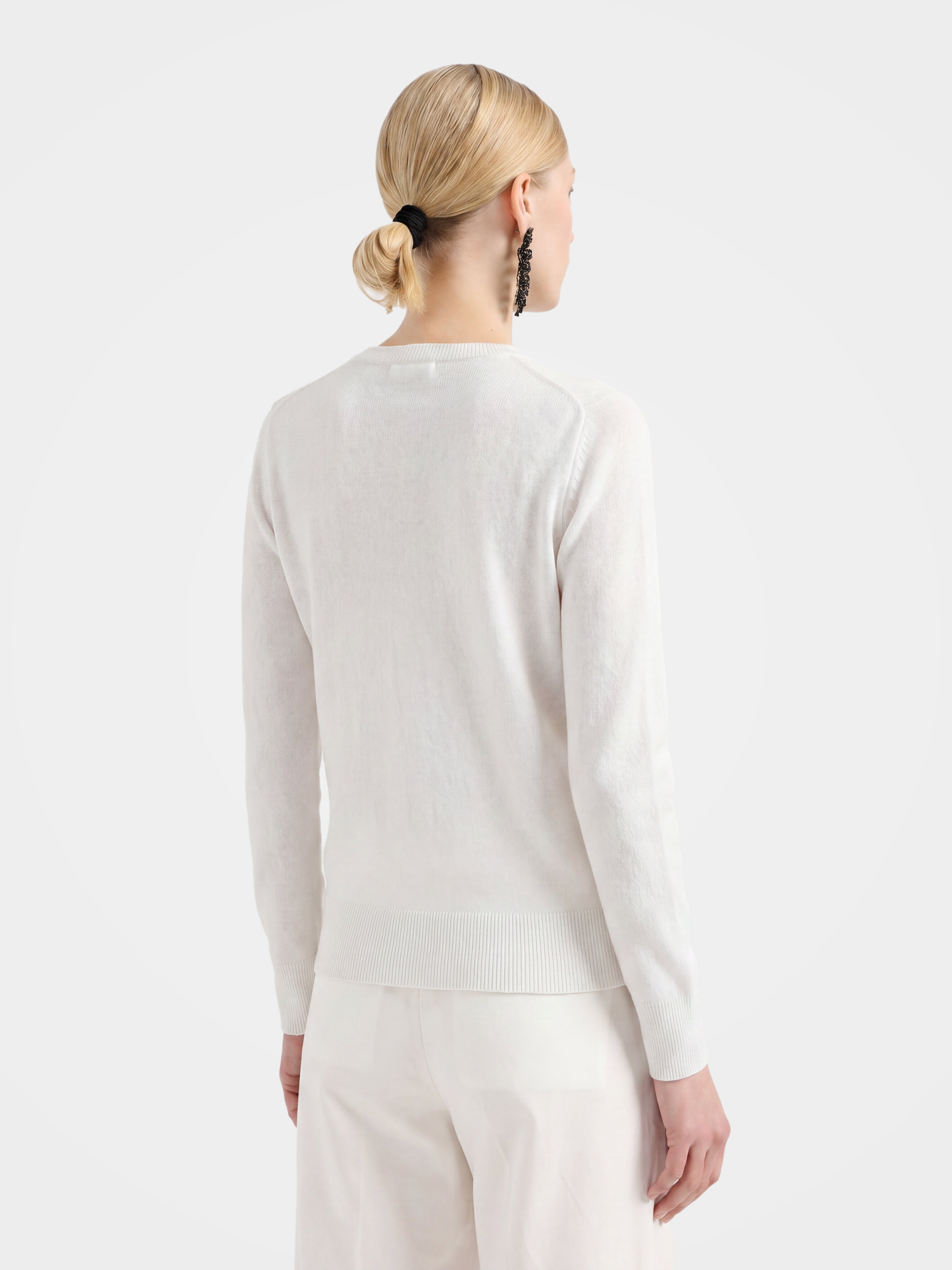 100% Cashmere Crew Neck Long Sleeve Cardigan