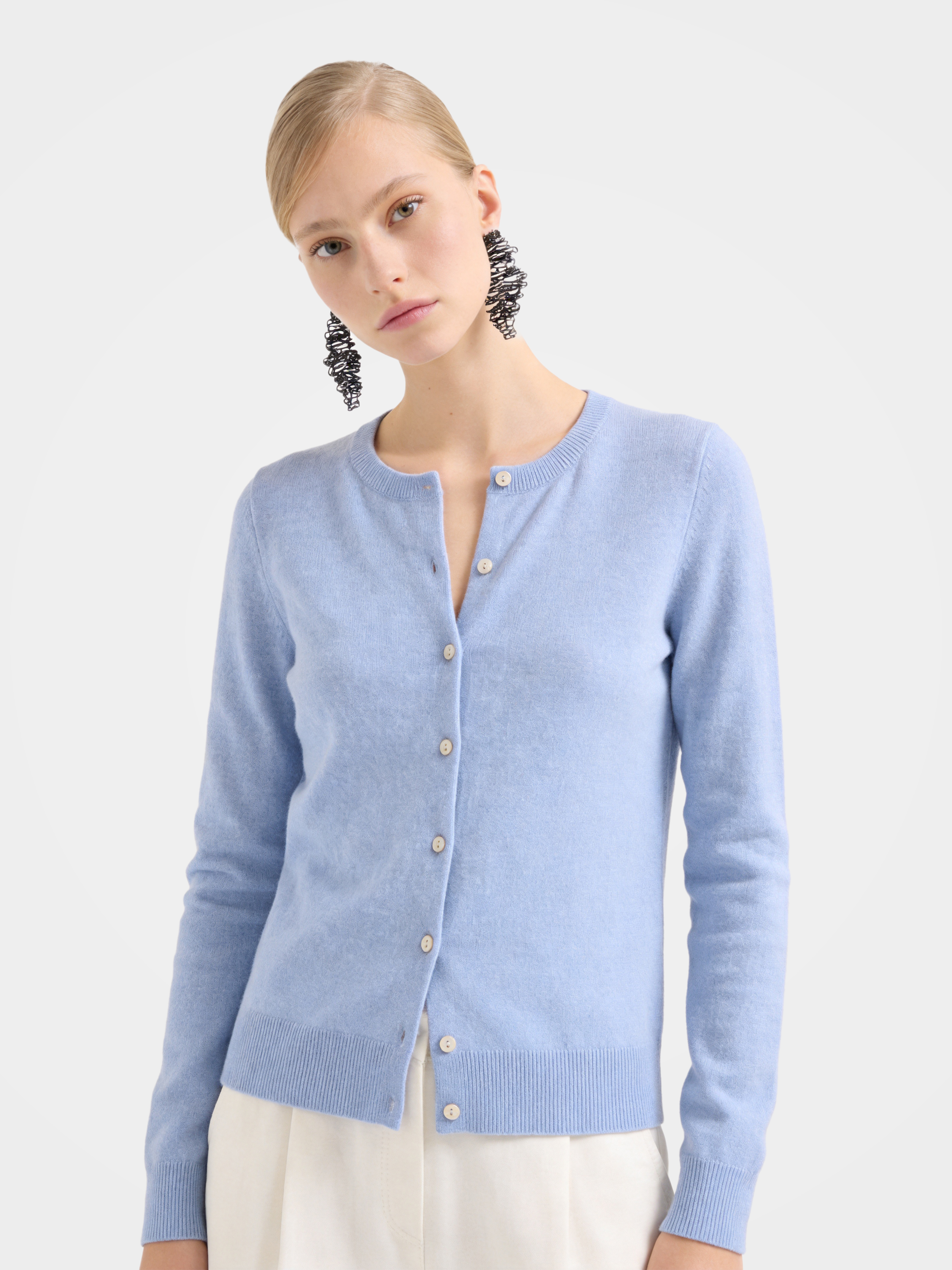 100% Cashmere Crew Neck Long Sleeve Cardigan