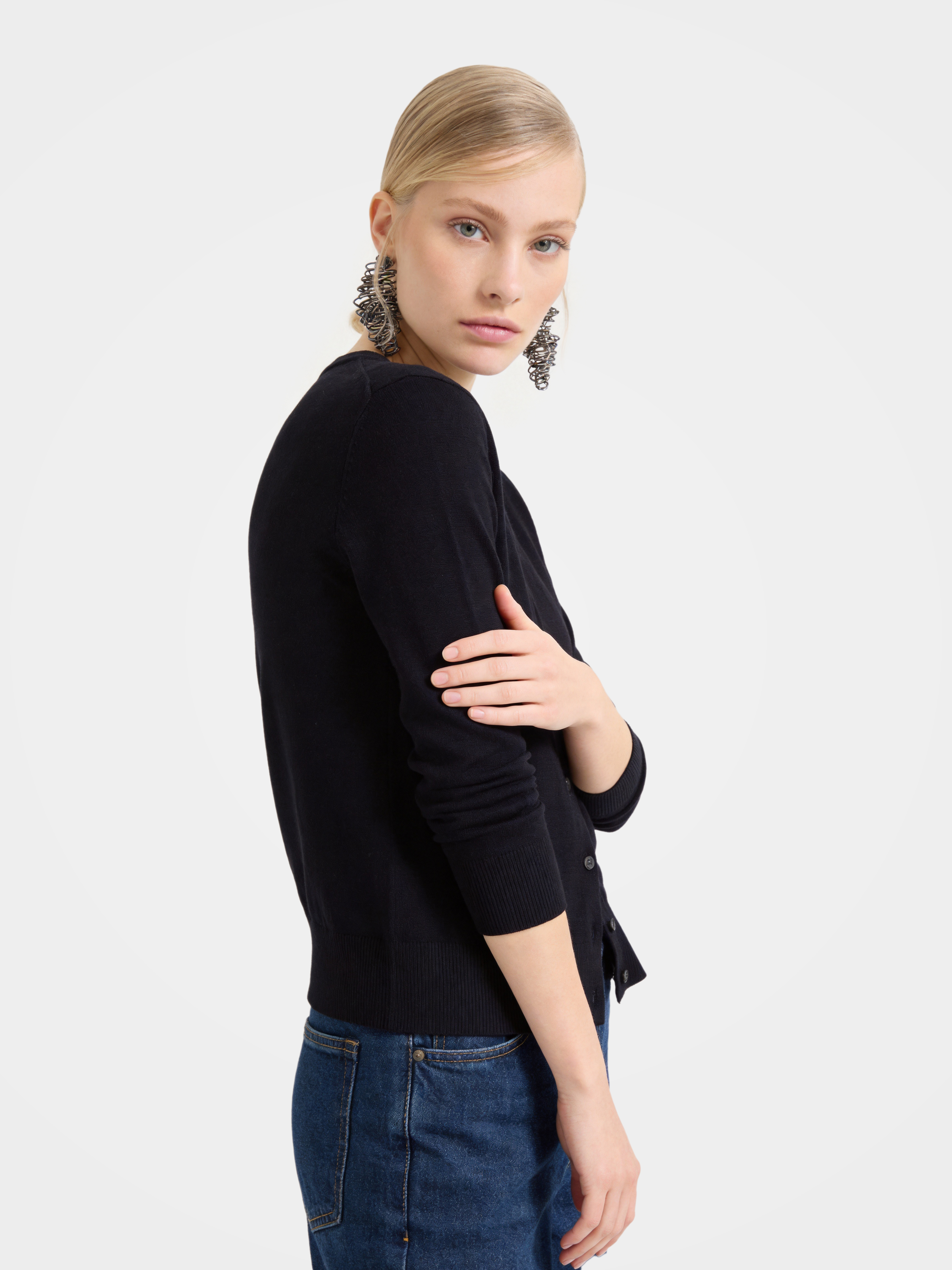 100% Cashmere Crew Neck Long Sleeve Cardigan