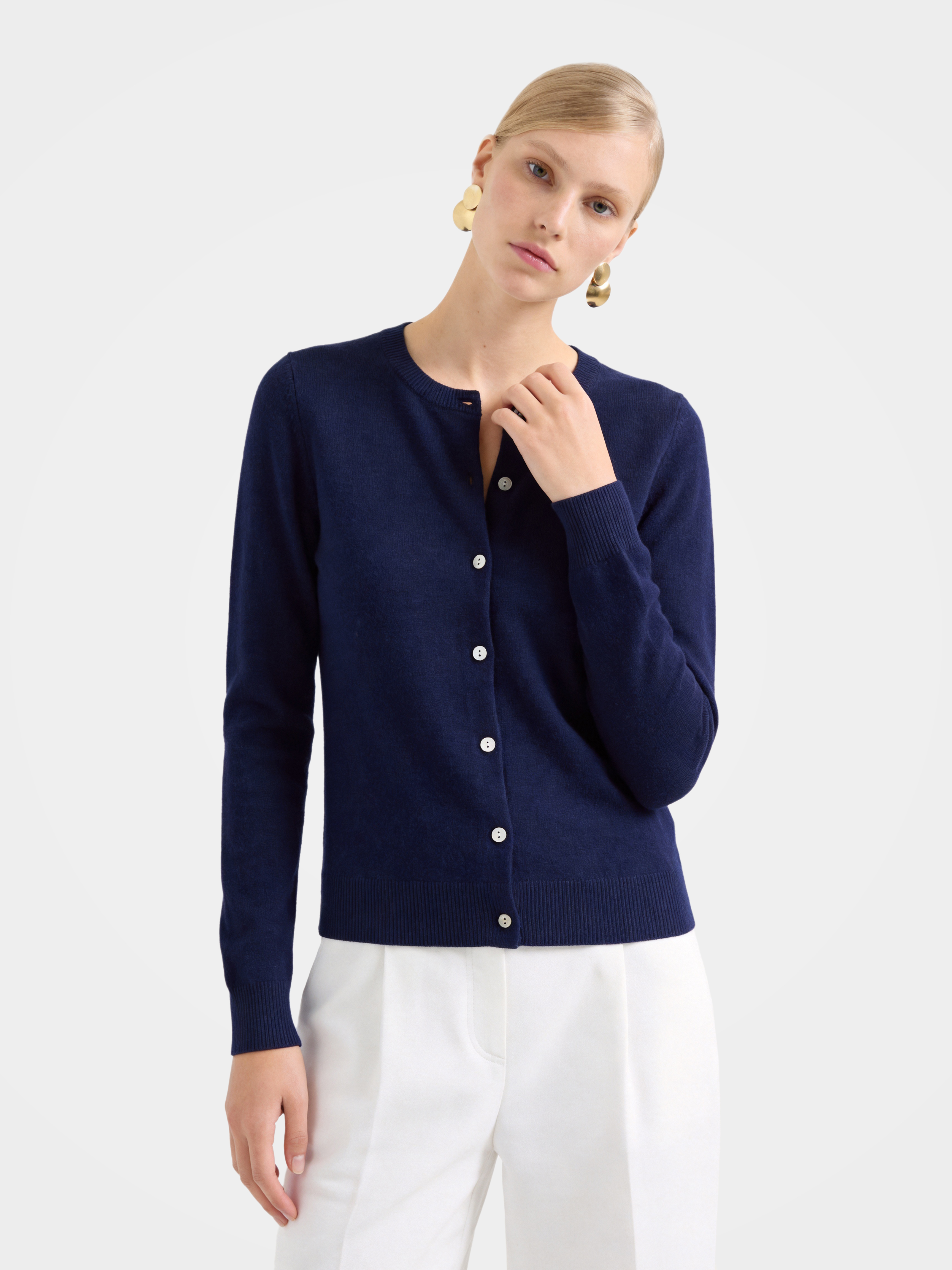 100% Cashmere Crew Neck Cardigan