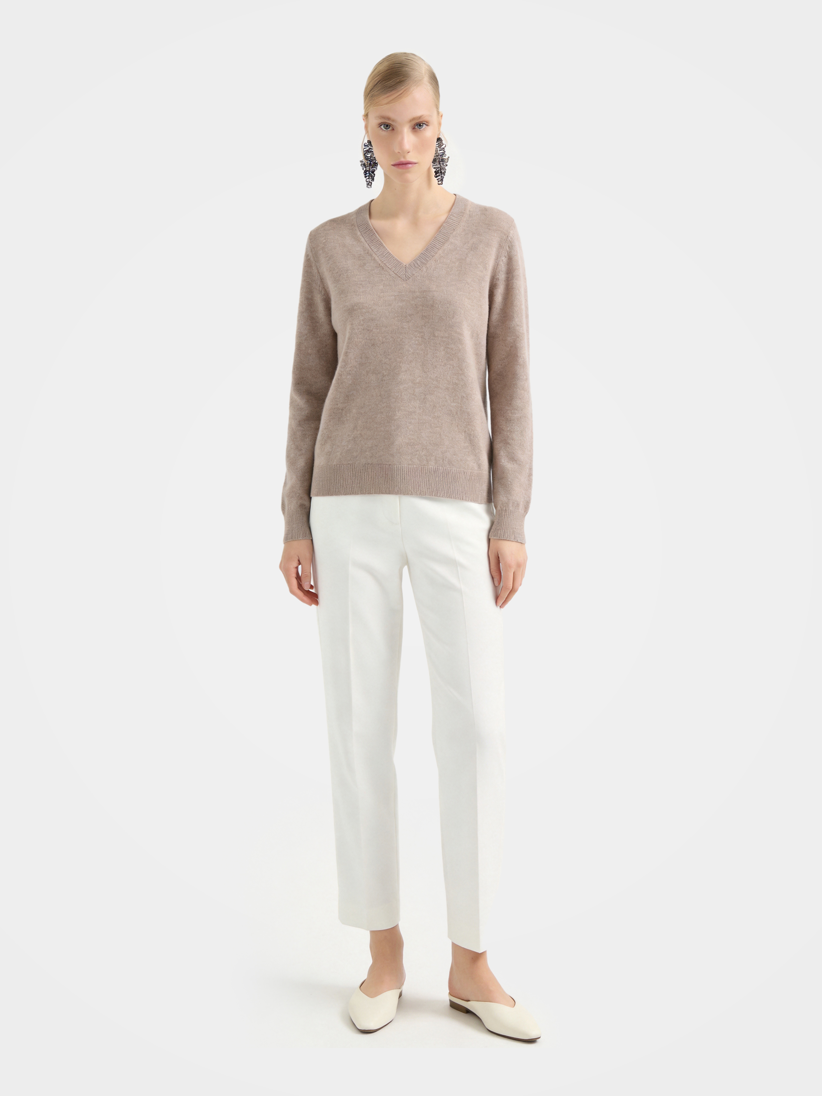 Lightweight Cashmere V-Neck Knit Top