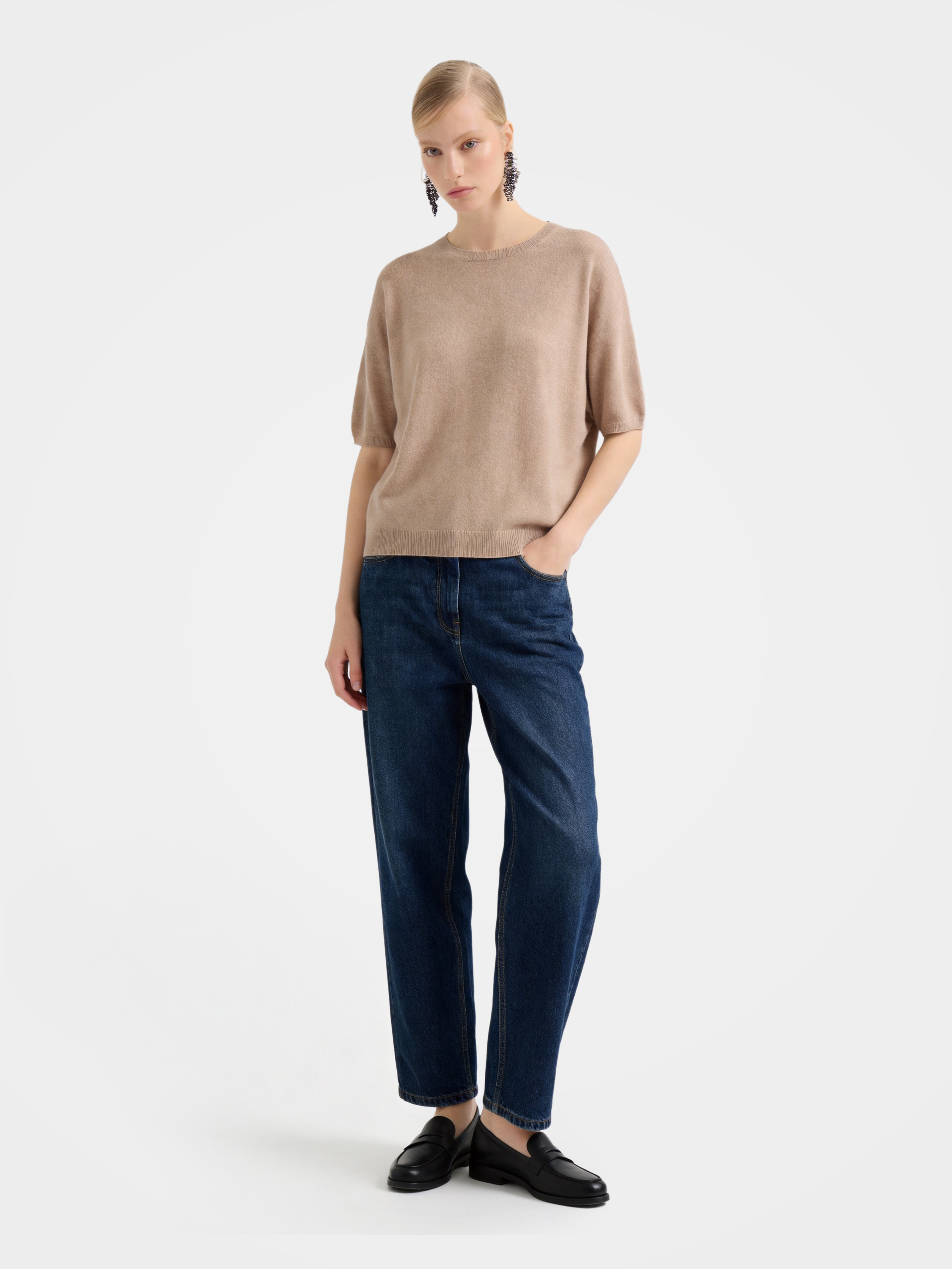 Breathable Cashmere Mid-Length Sleeve Knit Top