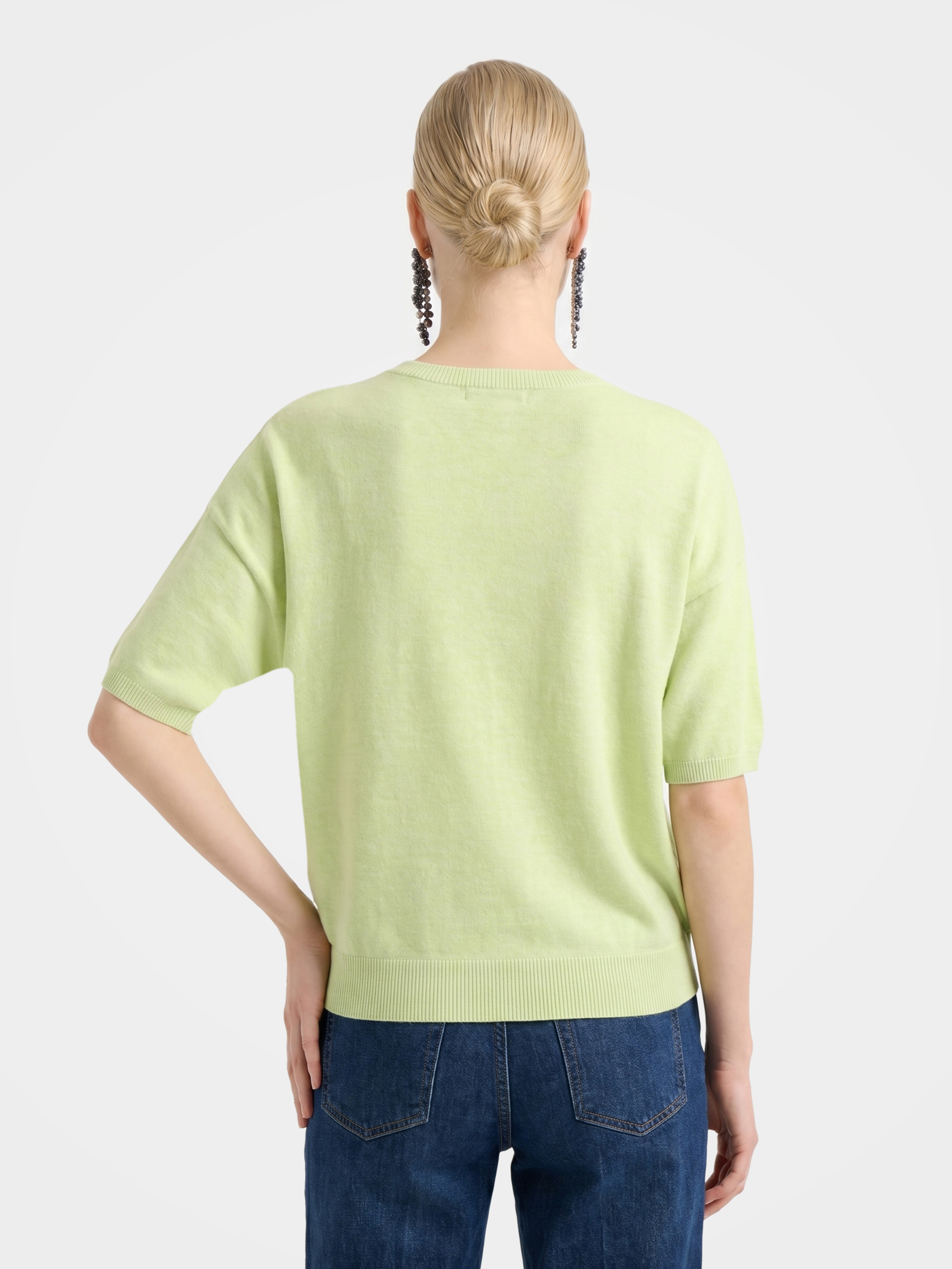 Breathable Cashmere Mid-Length Sleeve Knit Top