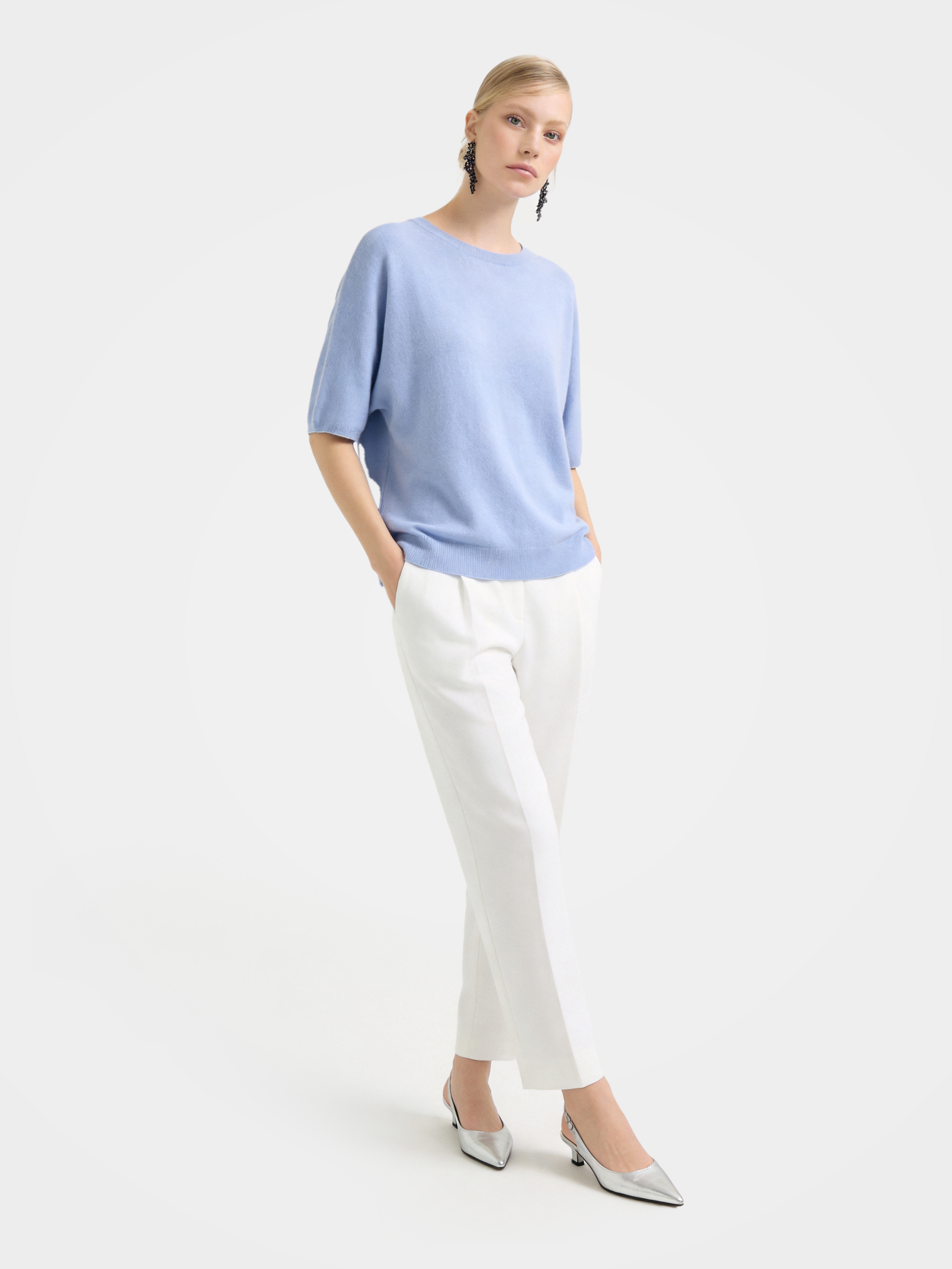 Breathable Cashmere Mid-Length Sleeve Knit Top
