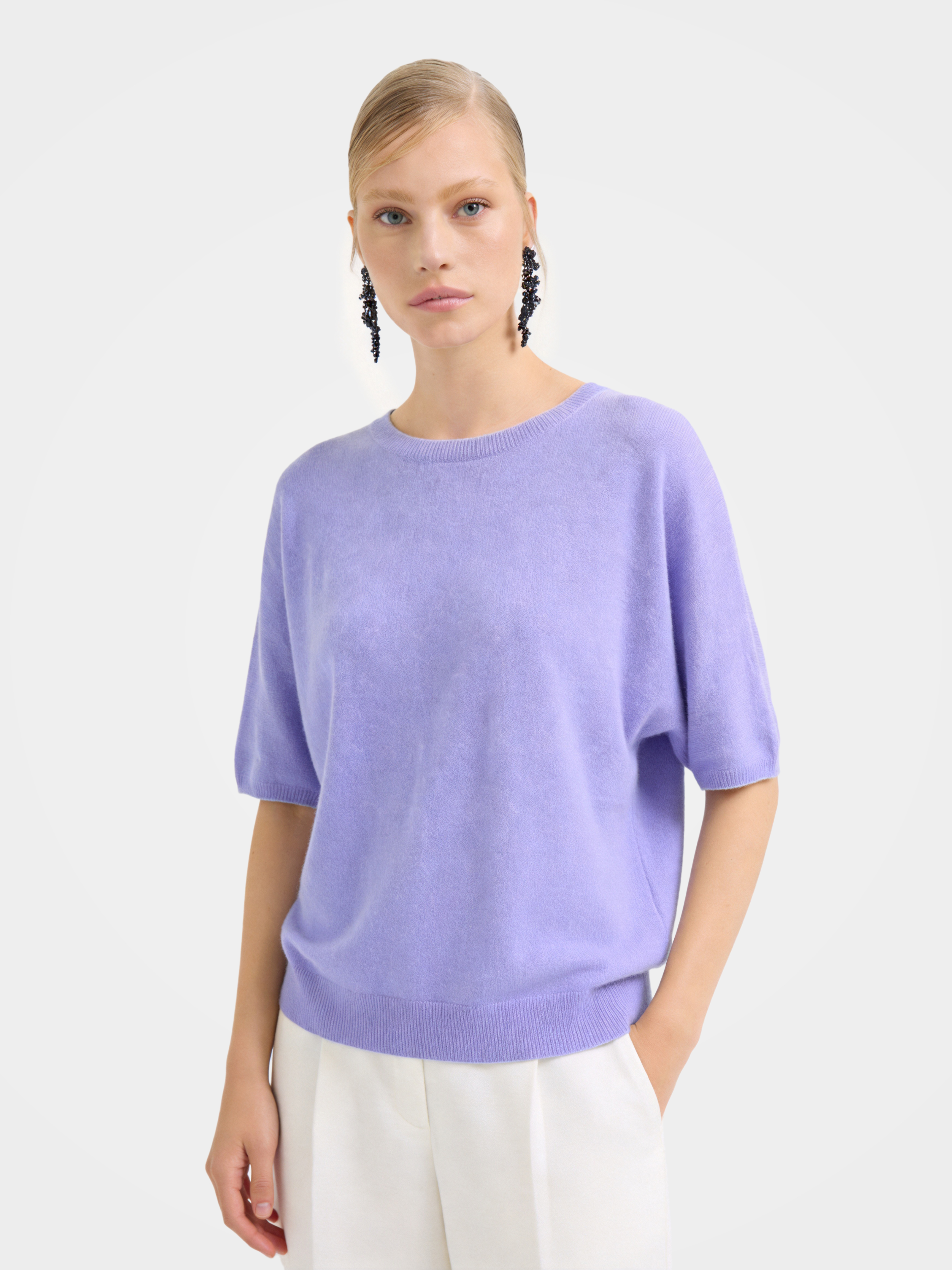 Breathable Cashmere Mid-Length Sleeve Knit Top