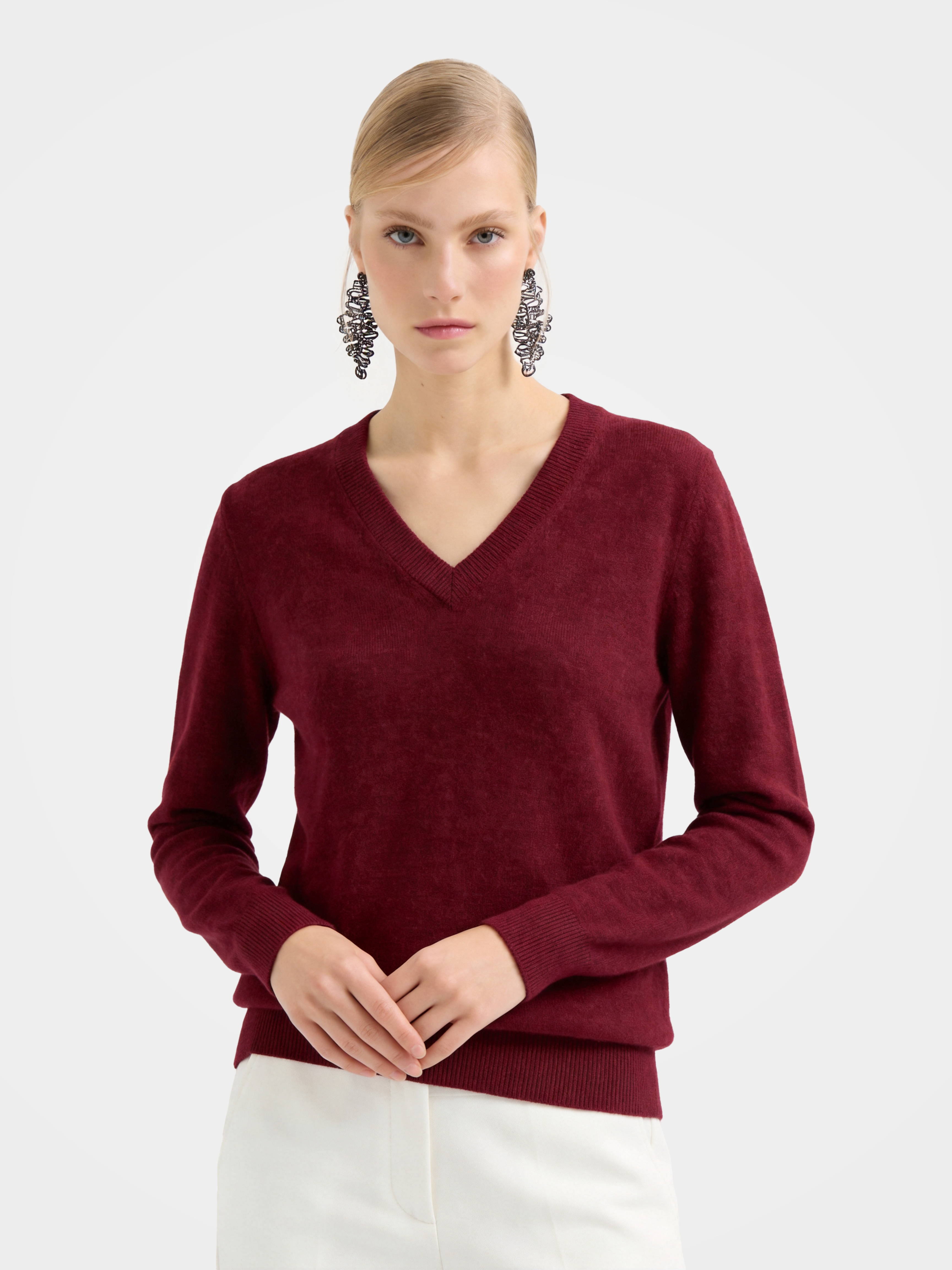 Lightweight Cashmere V-Neck Knit Top